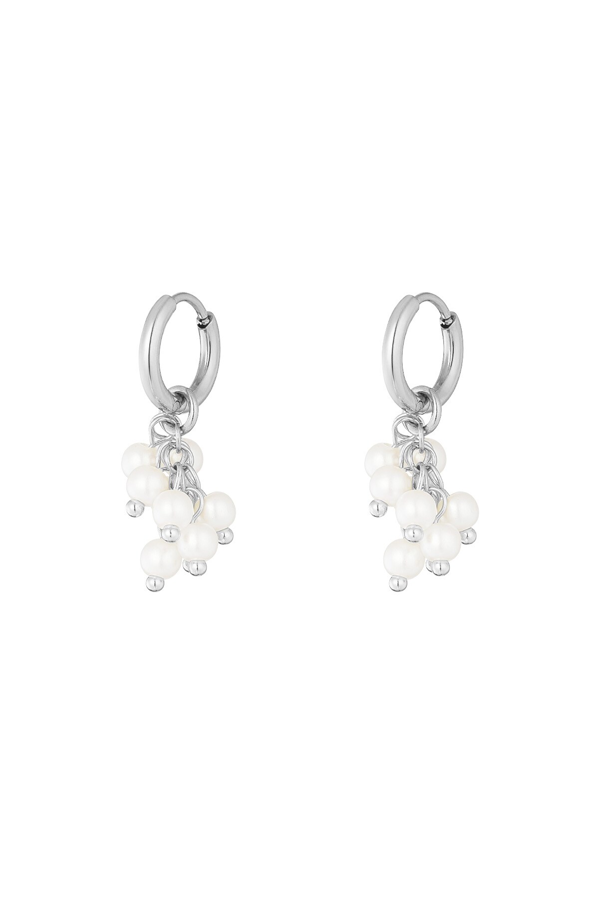 Earring with pearl bobbin - Silver color h5 