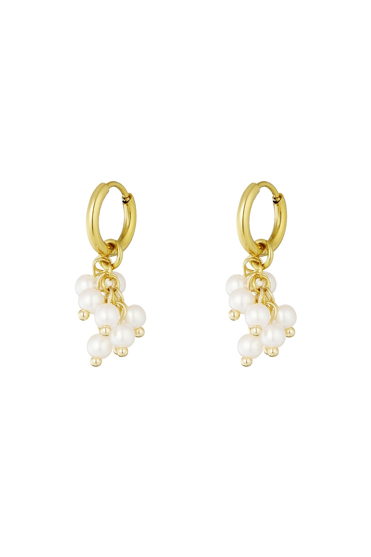 Earring with pearl bobbin - Gold color h5 