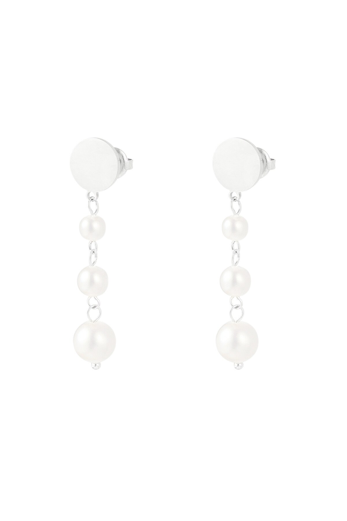 Hang earrings with pearls - Silver color h5 