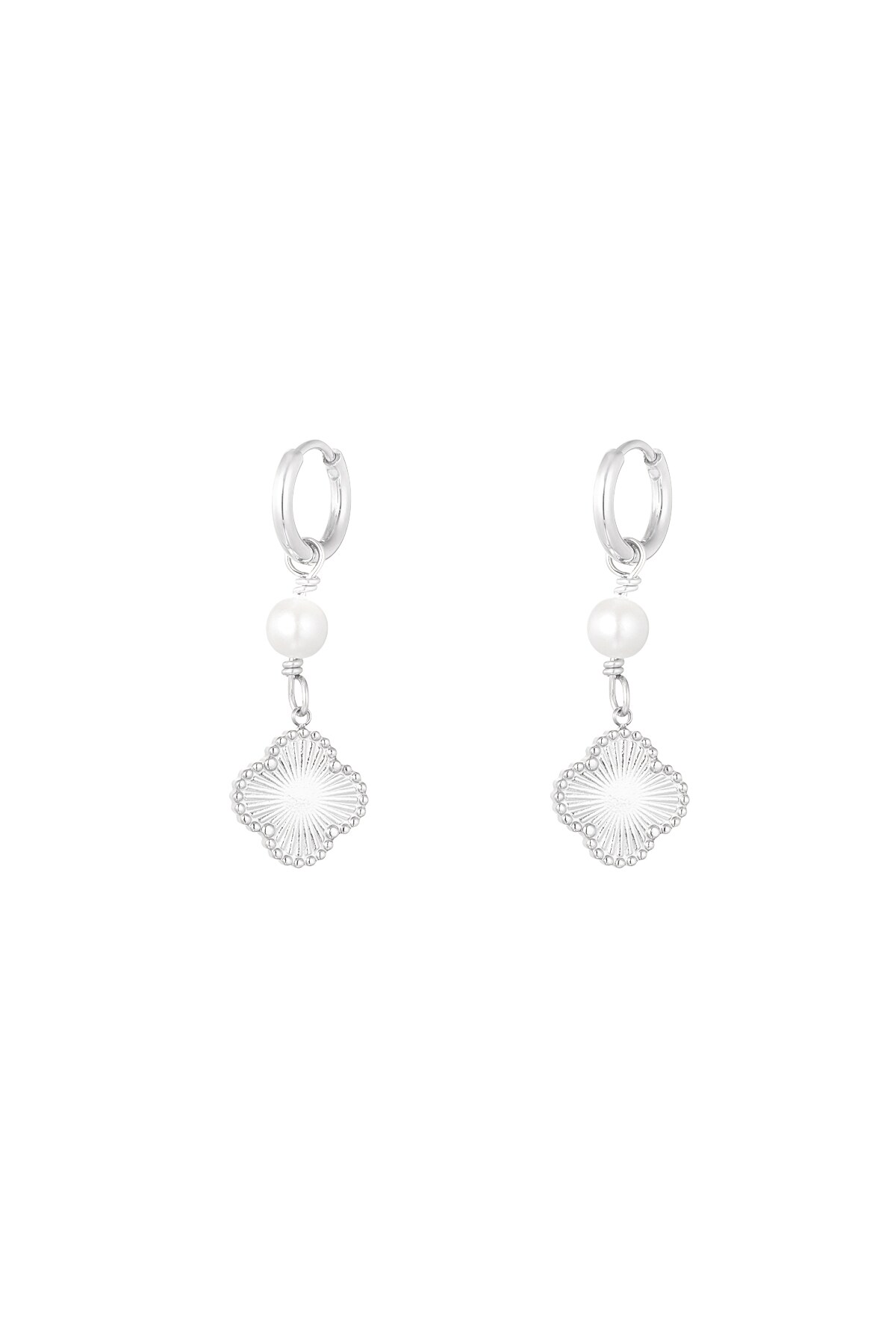 Earrings clover pearl dream - Silver color h5 