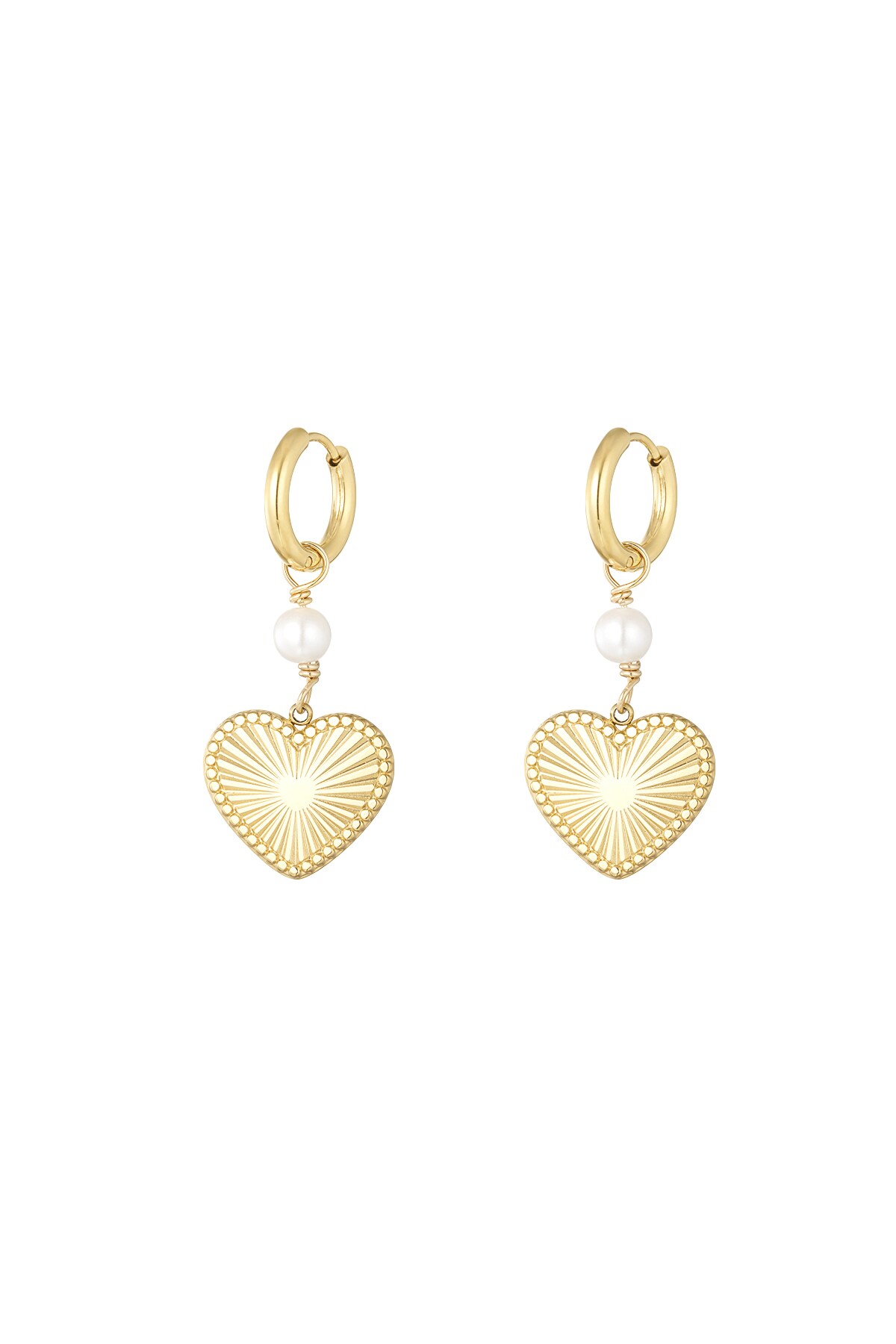 Earrings lovely pearl - Gold color h5 