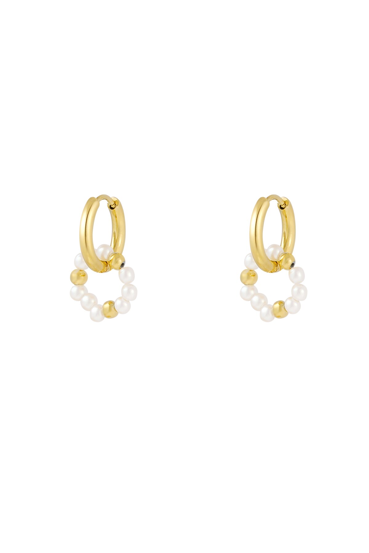 Earrings pearl sun - Gold color h5 