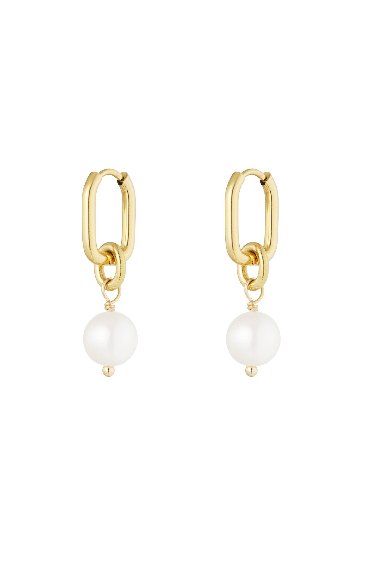 Classic earring pearl charm - Gold color h5 