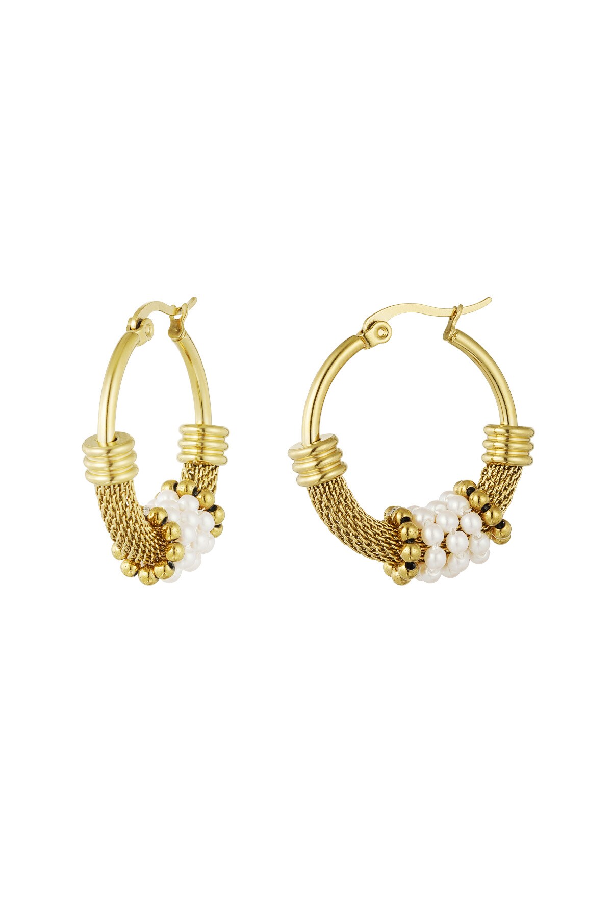 Earrings bohemian pearl - Gold color h5 