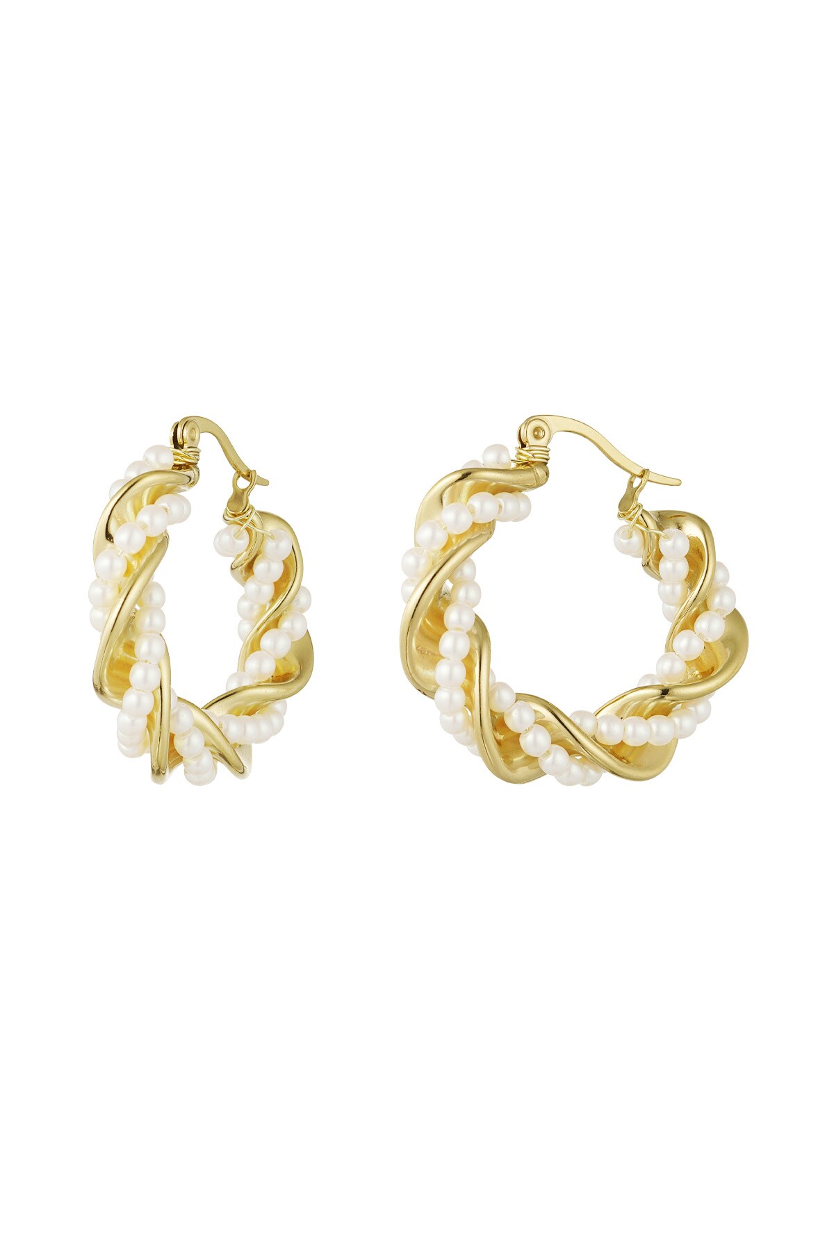 Twisted earring pearl party - Gold color h5 