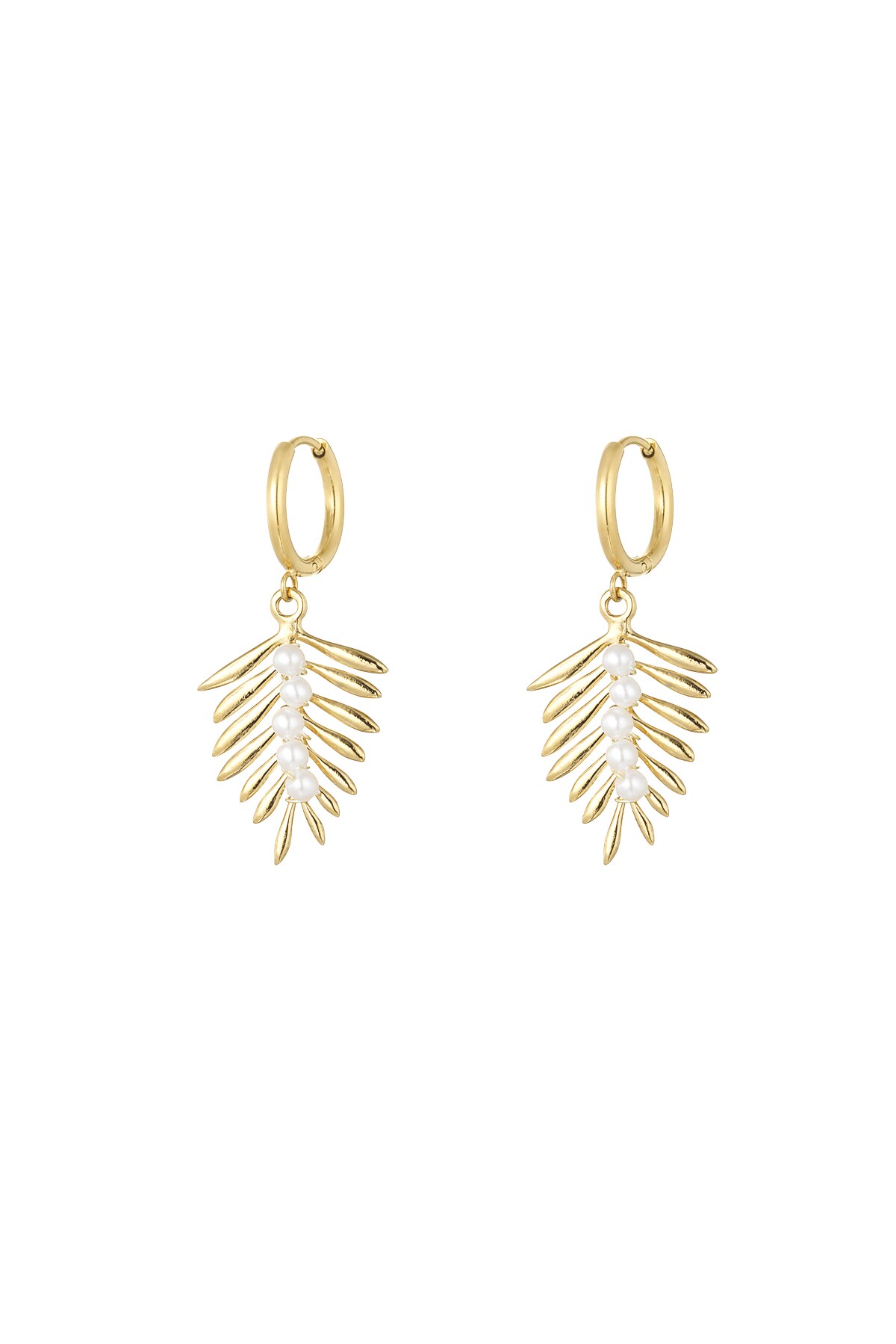 Earrings sail with pearls - Gold color h5 