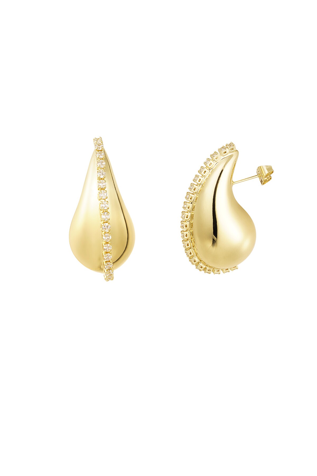 Drop earring with stones - Gold color h5 