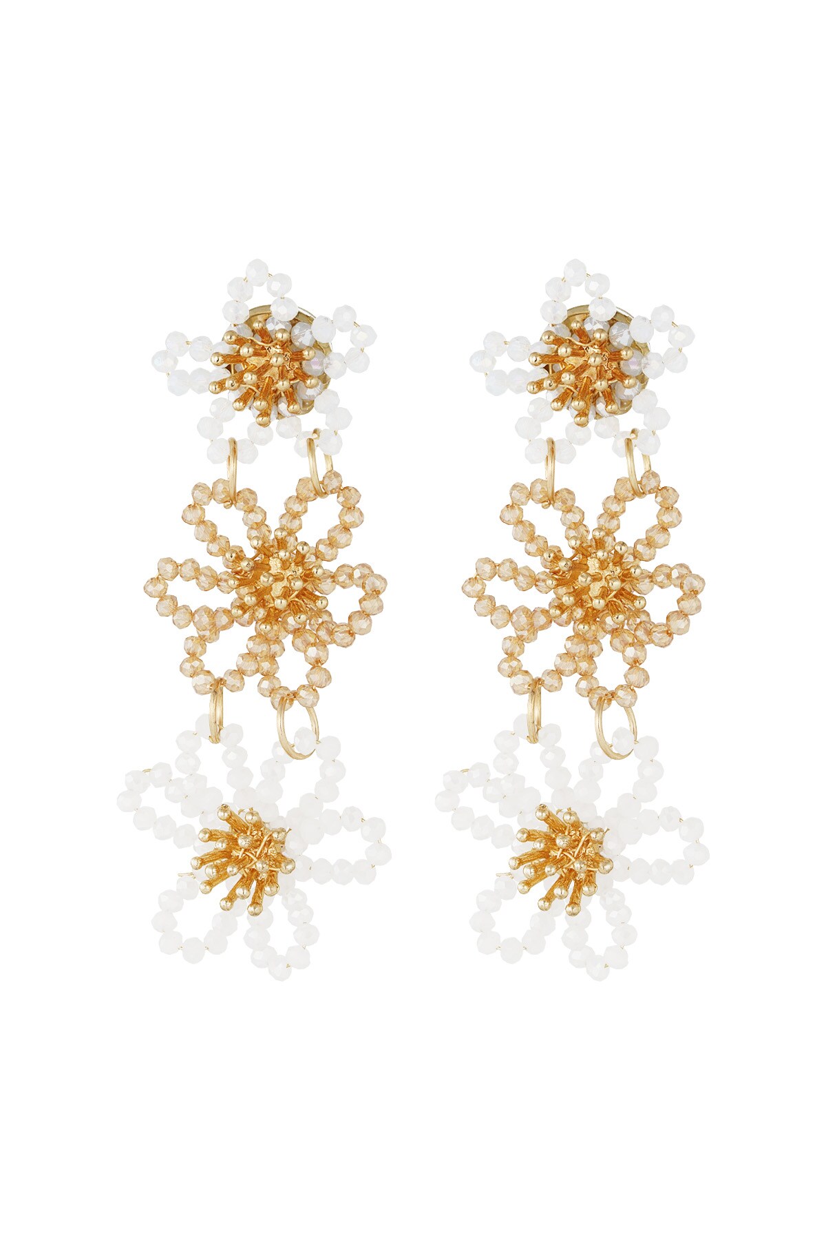 Boucles d'oreilles chics flower party - beige/doré  h5 