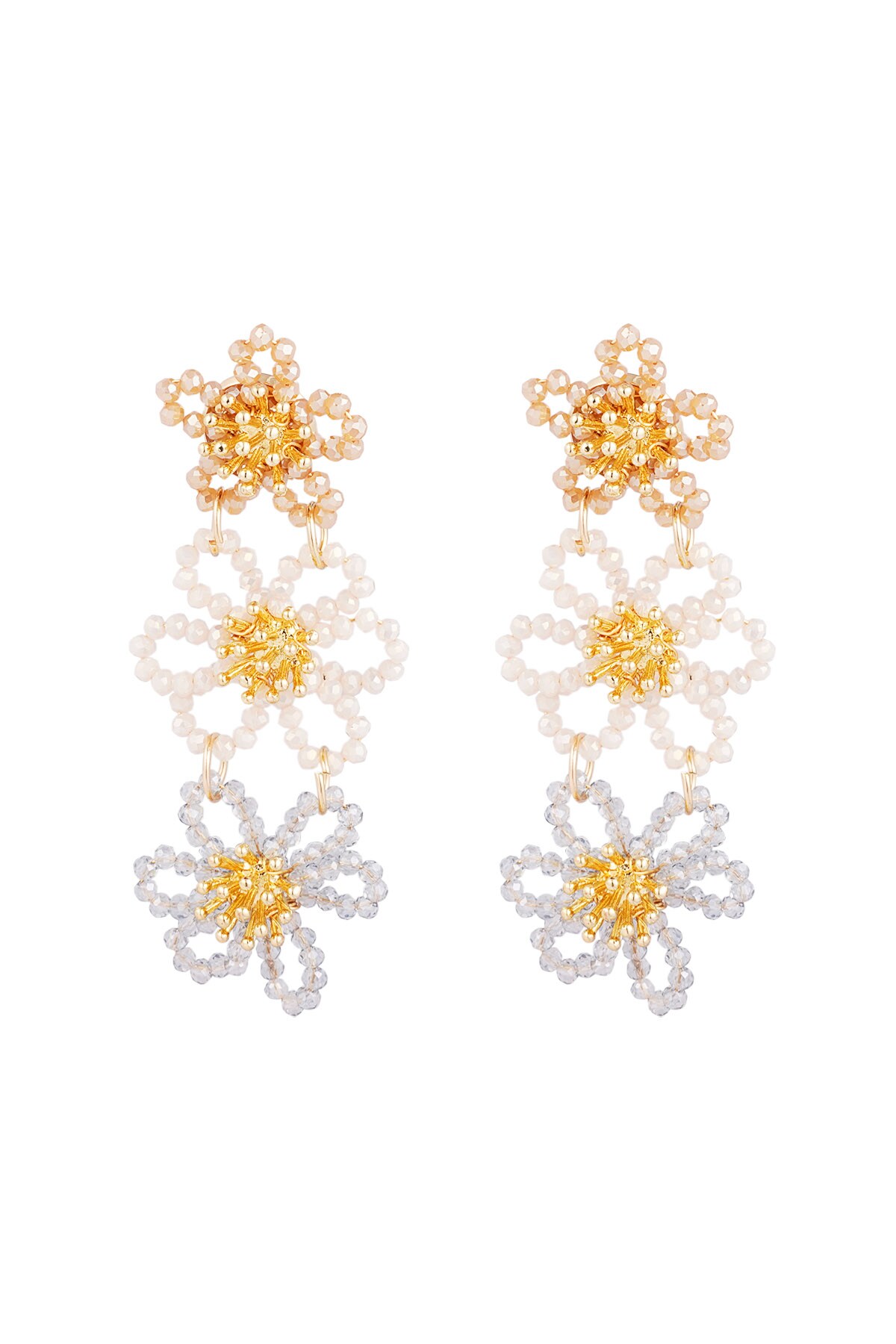 Flower party statement earrings - beige  h5 