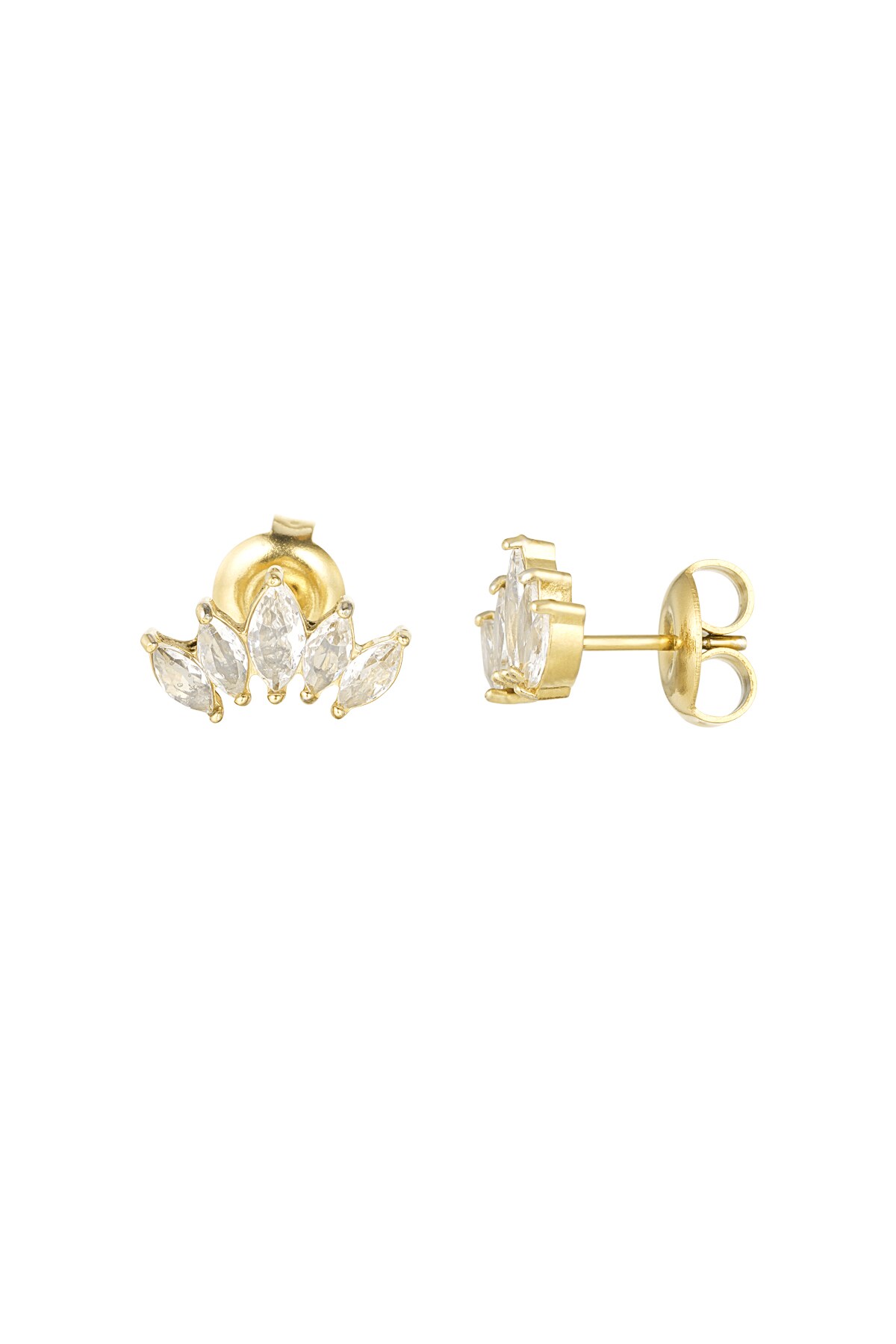 Studs with five diamonds - Gold color h5 