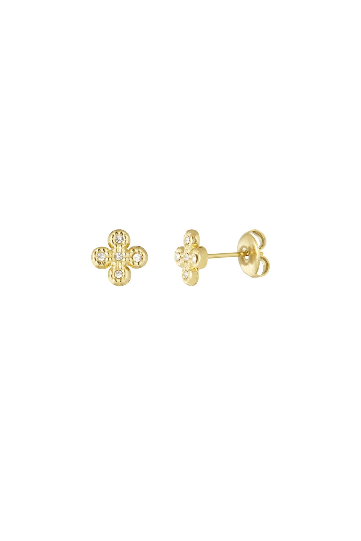 Clover earrings with stones - Gold color h5 