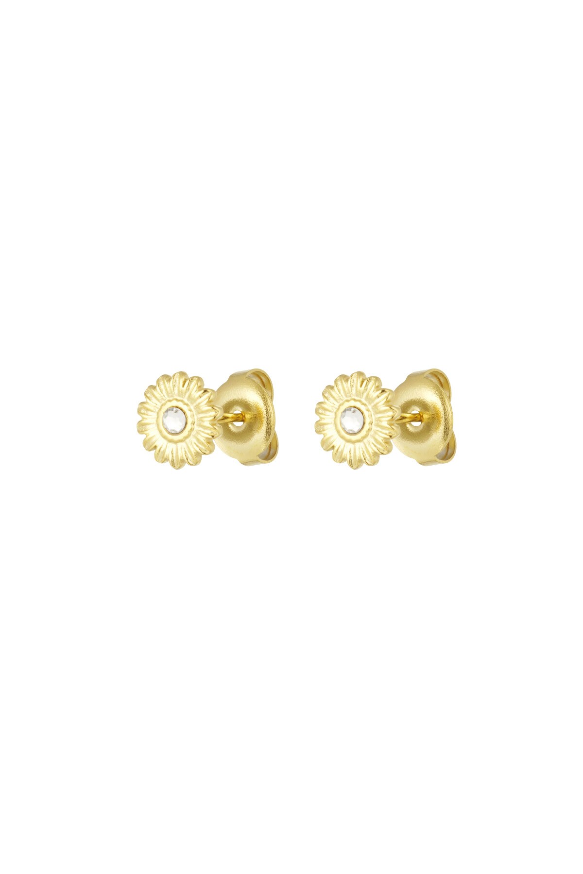 Daisy earring with stone - Gold color h5 