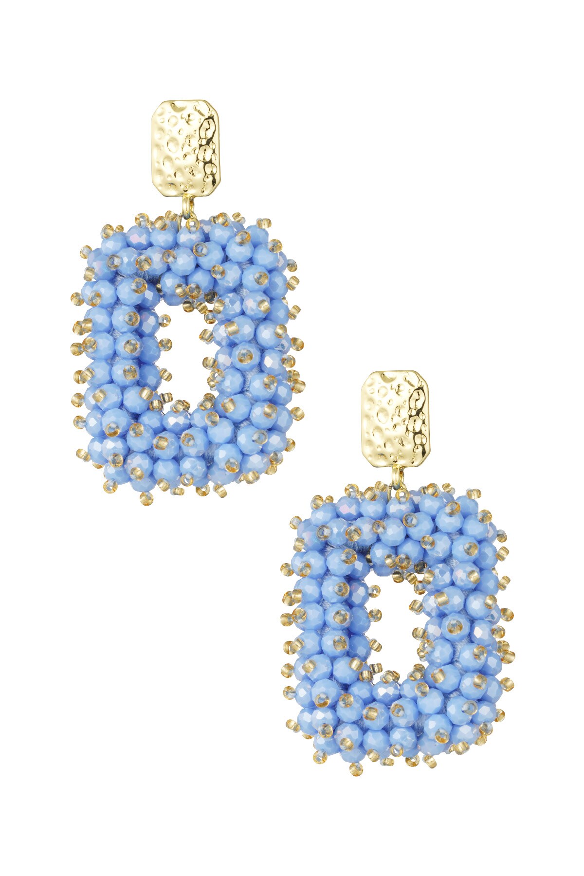 Glitter nights statement earrings - blue/gold  h5 