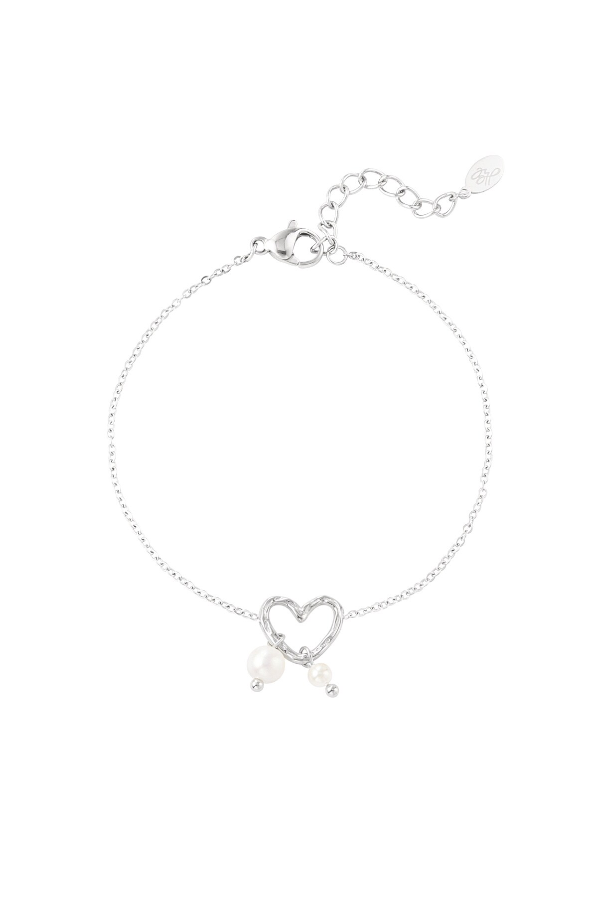 Bracelet pearl heart - Silver color h5 