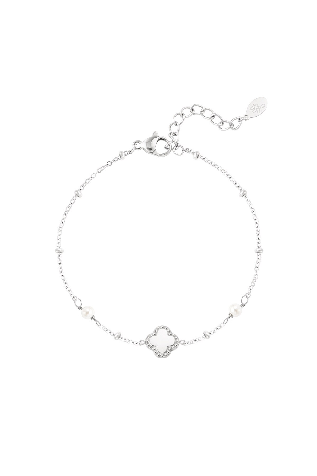 Bracelet clover with pearls - Silver color h5 