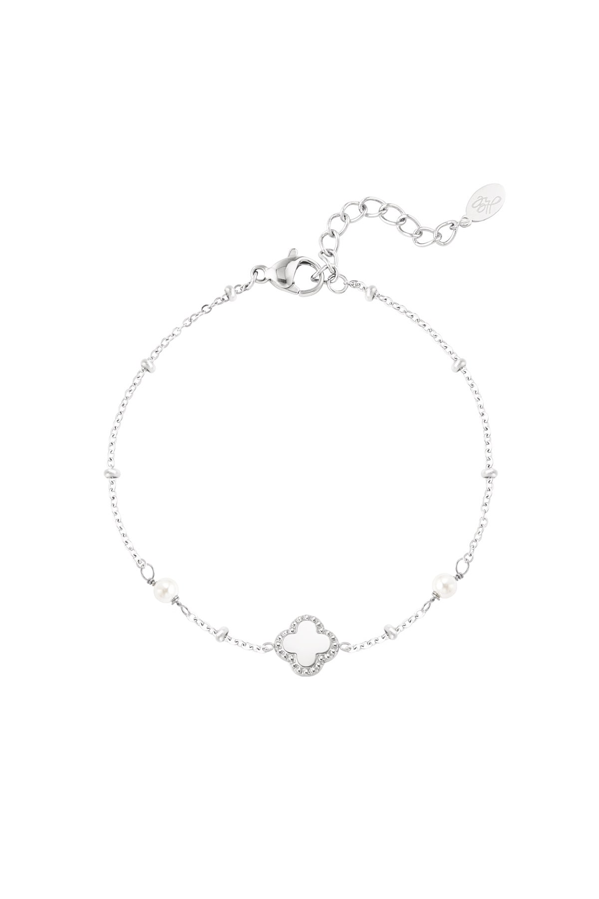 Bracelet clover with pearls - Silver color 