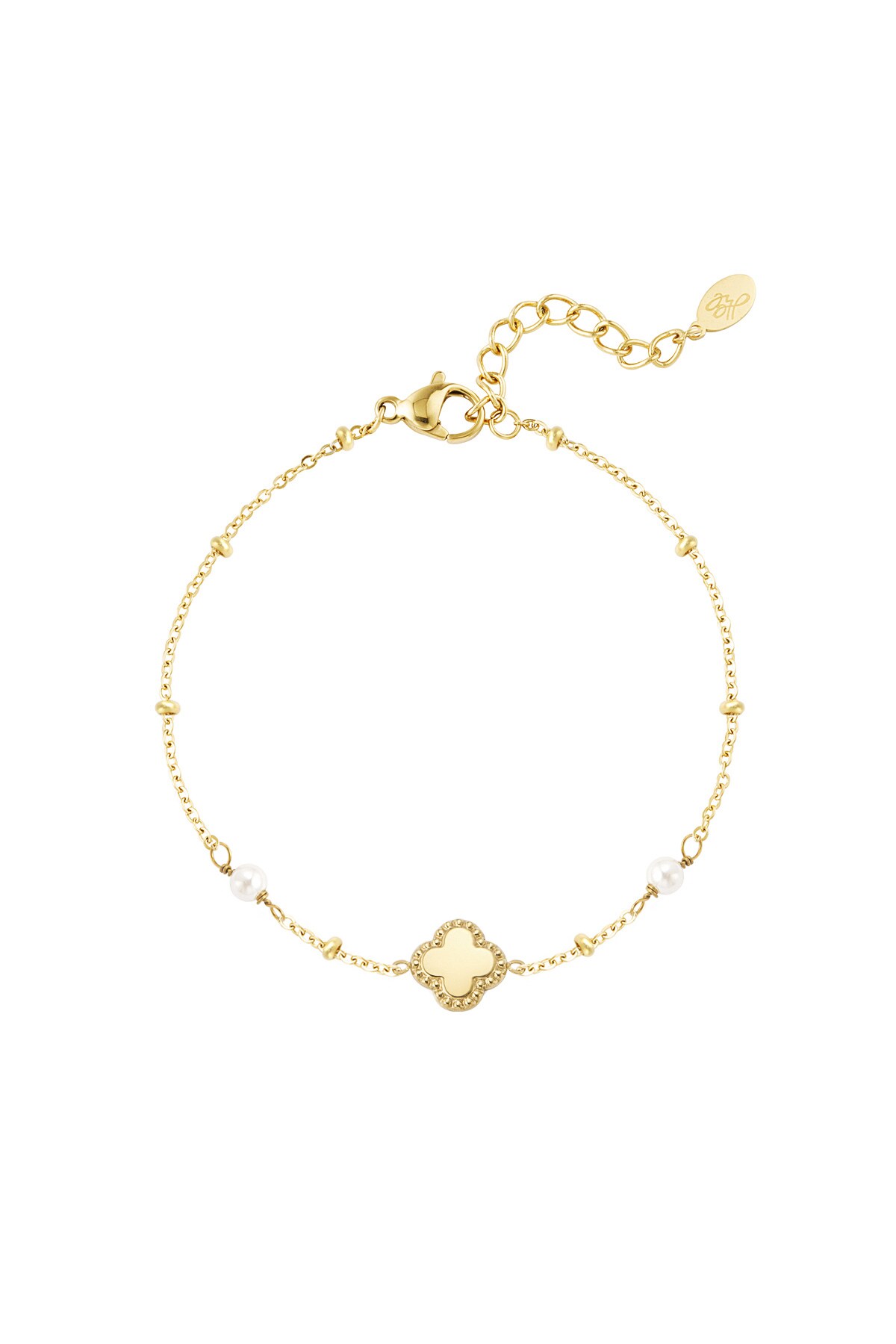 Bracelet clover with pearls - Gold color h5 