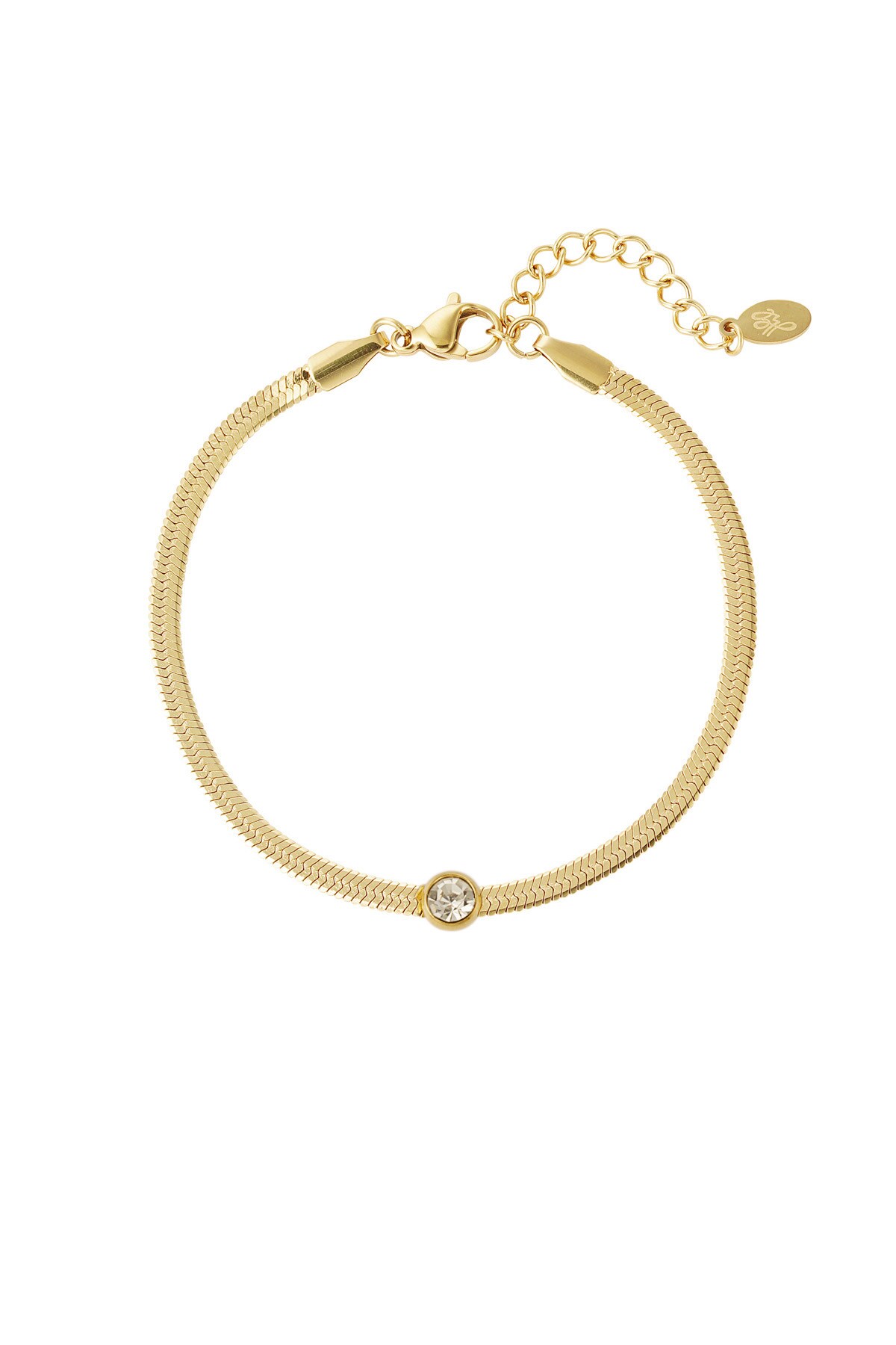 Link bracelet with diamond - Gold color h5 