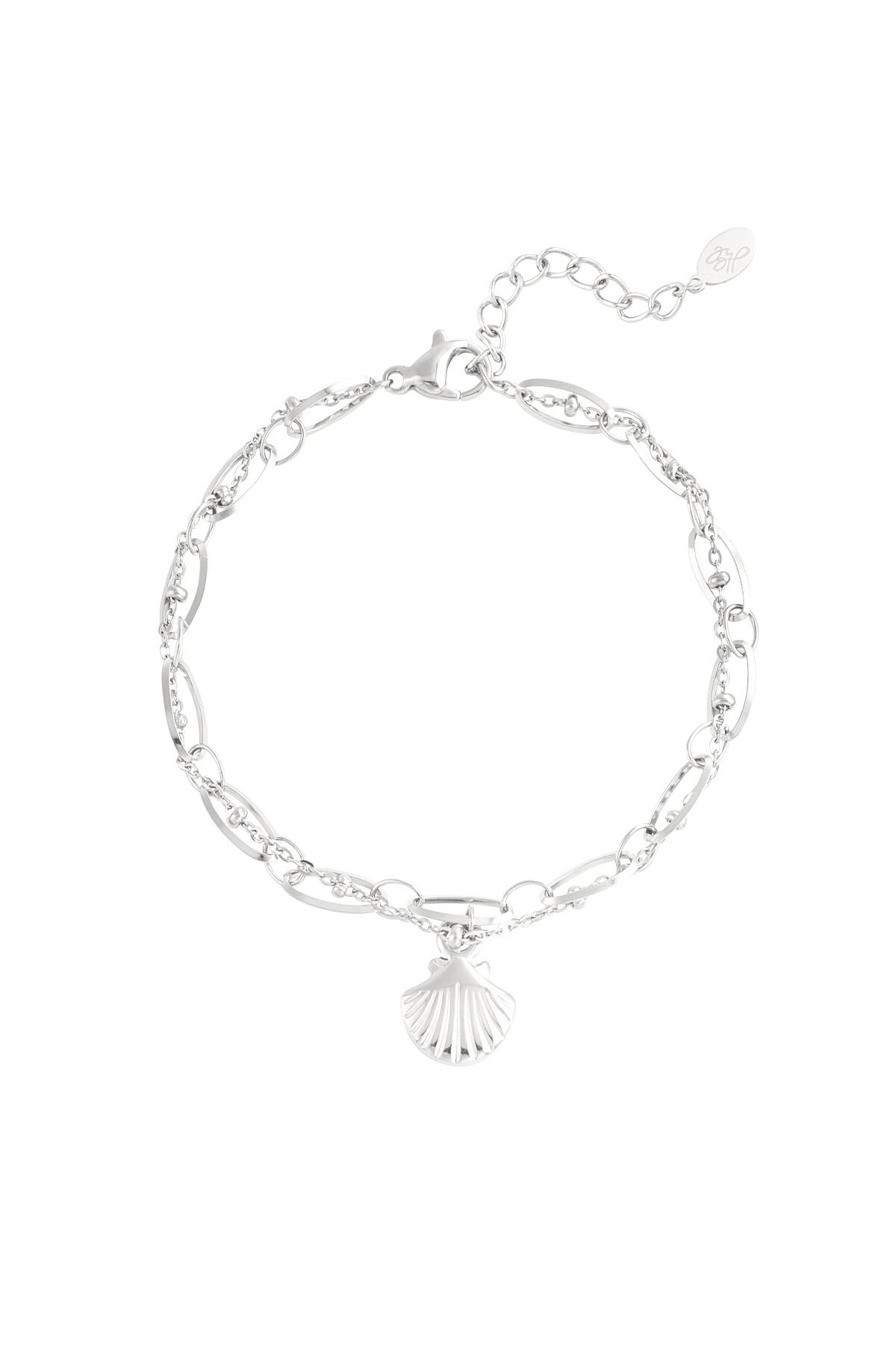 Beach vibe bracelet with shell charm - Silver color h5 