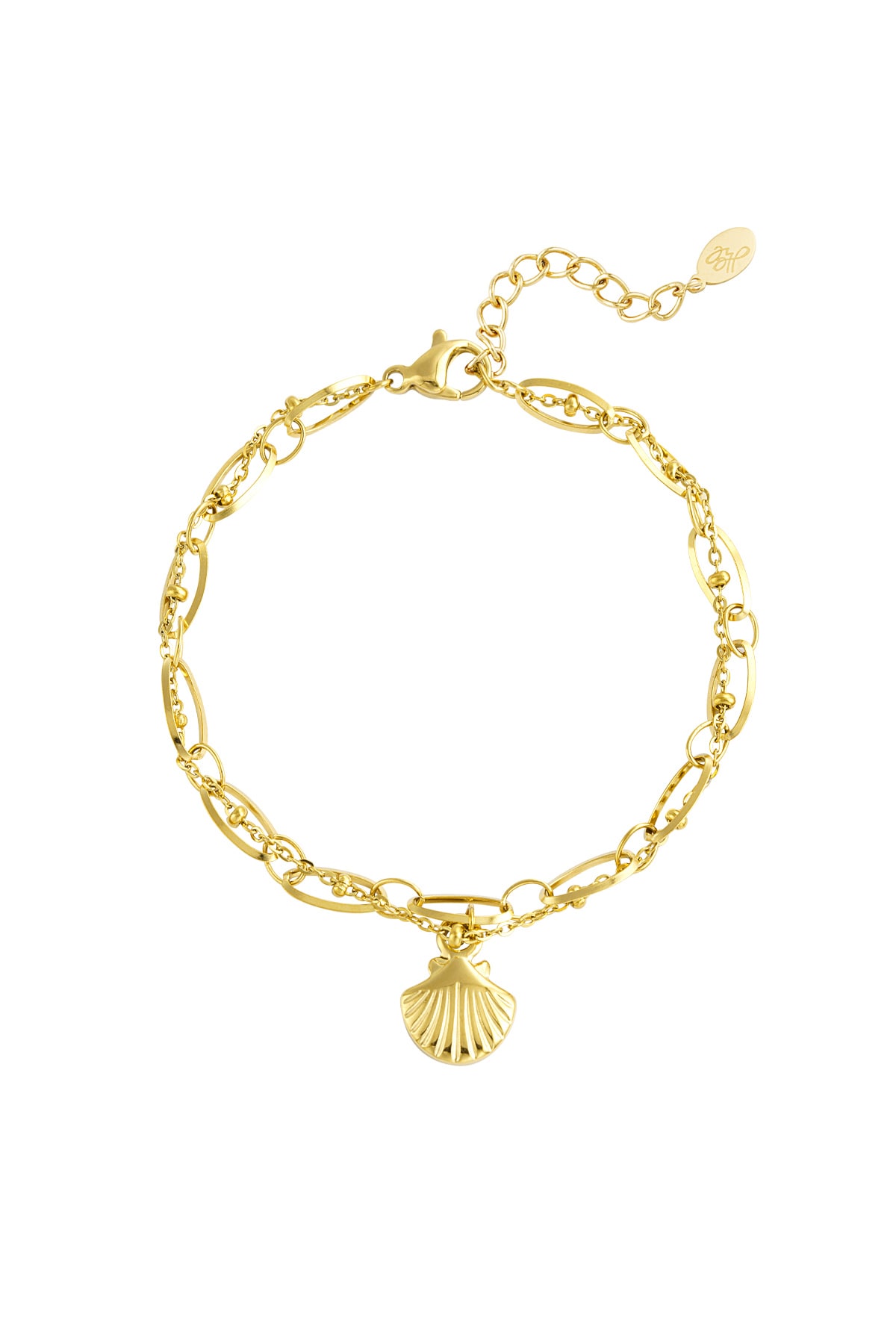 Beach vibe bracelet with shell charm - Gold color h5 