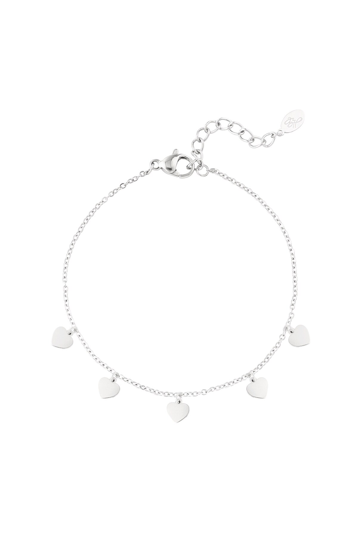 Simple bracelet with heart-shaped pendants - Silver color h5 