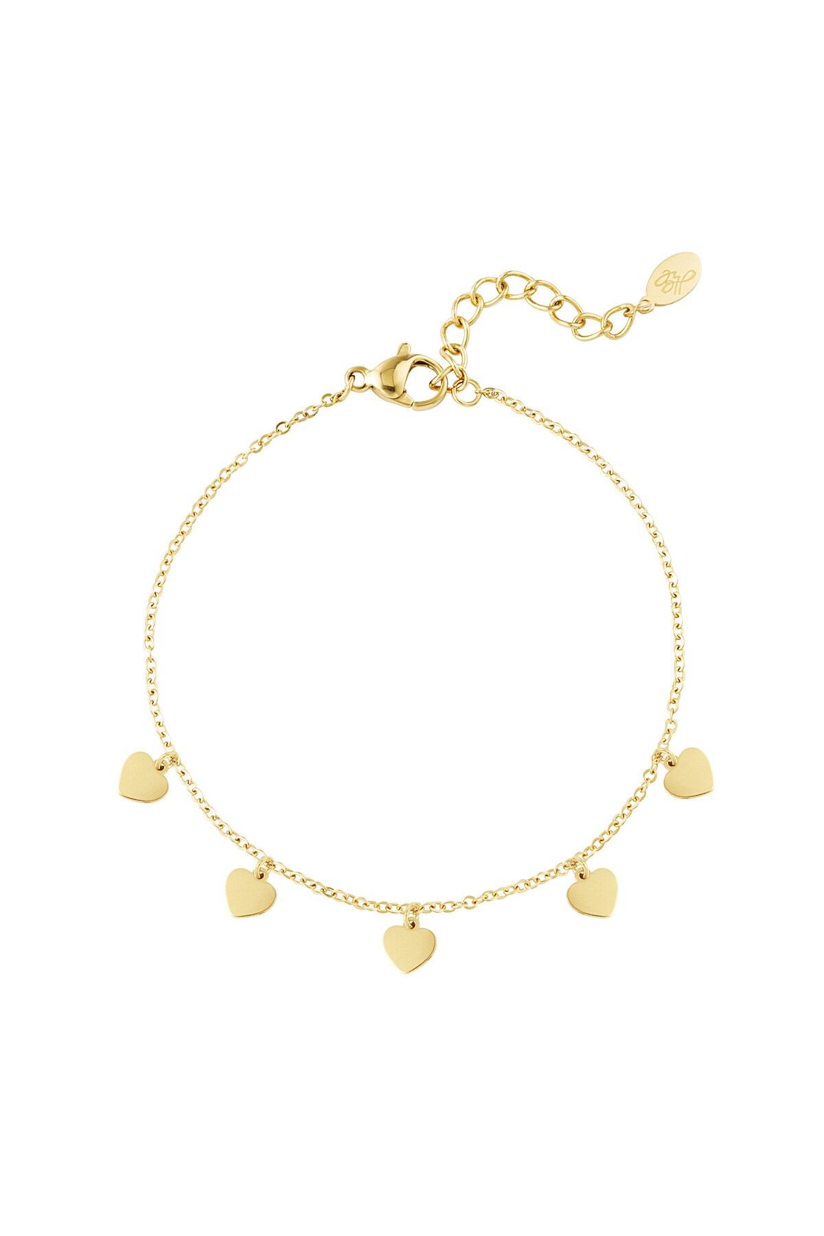 Simple bracelet with heart-shaped pendants - Gold color 