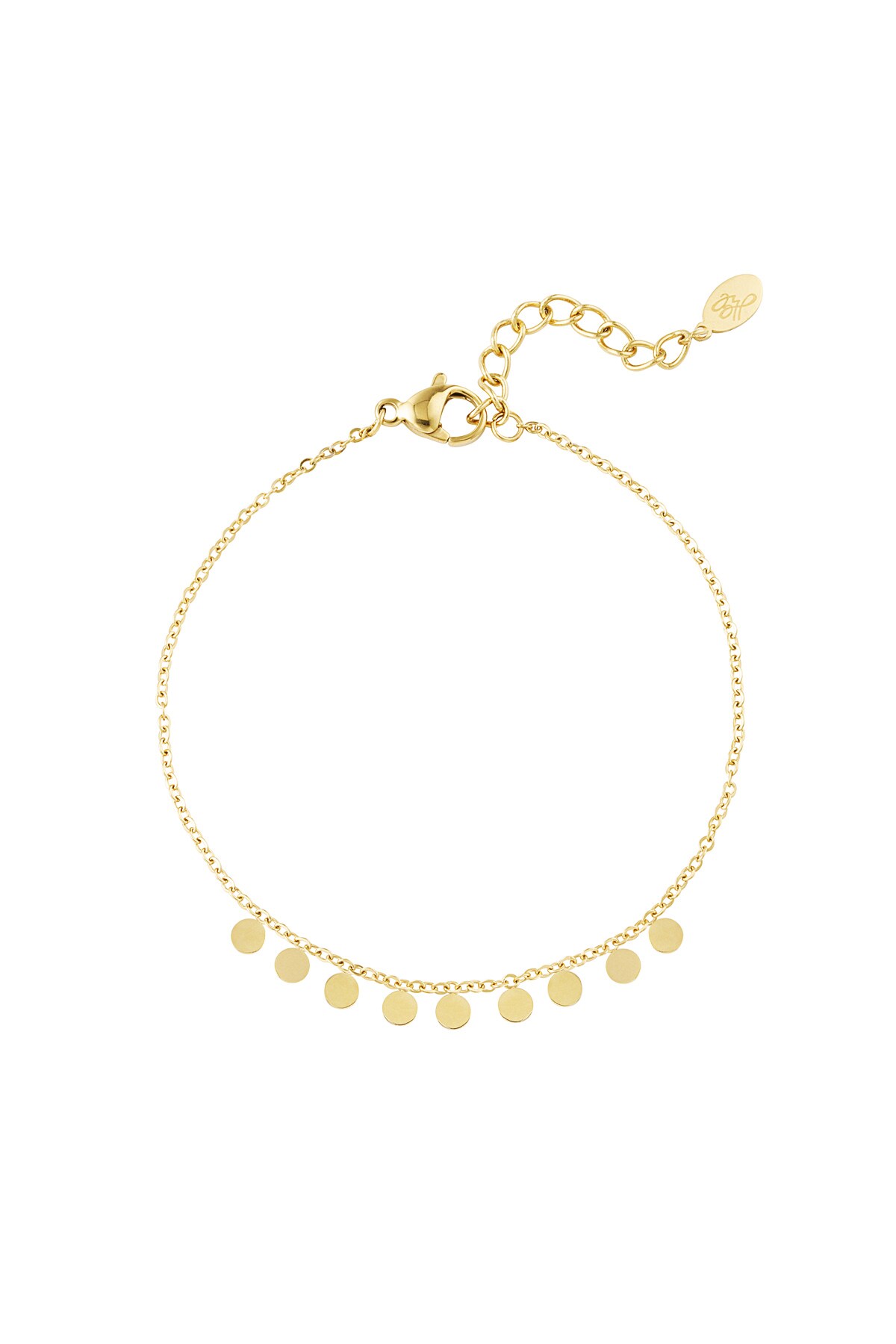 Simple bracelet with round pendants - Gold color 