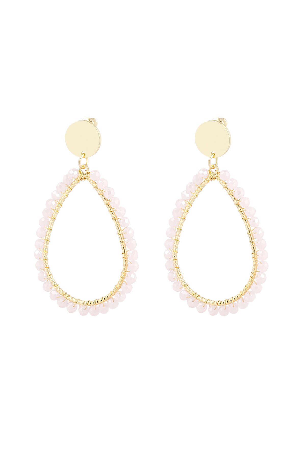 Oval earrings pastel - pale pink 