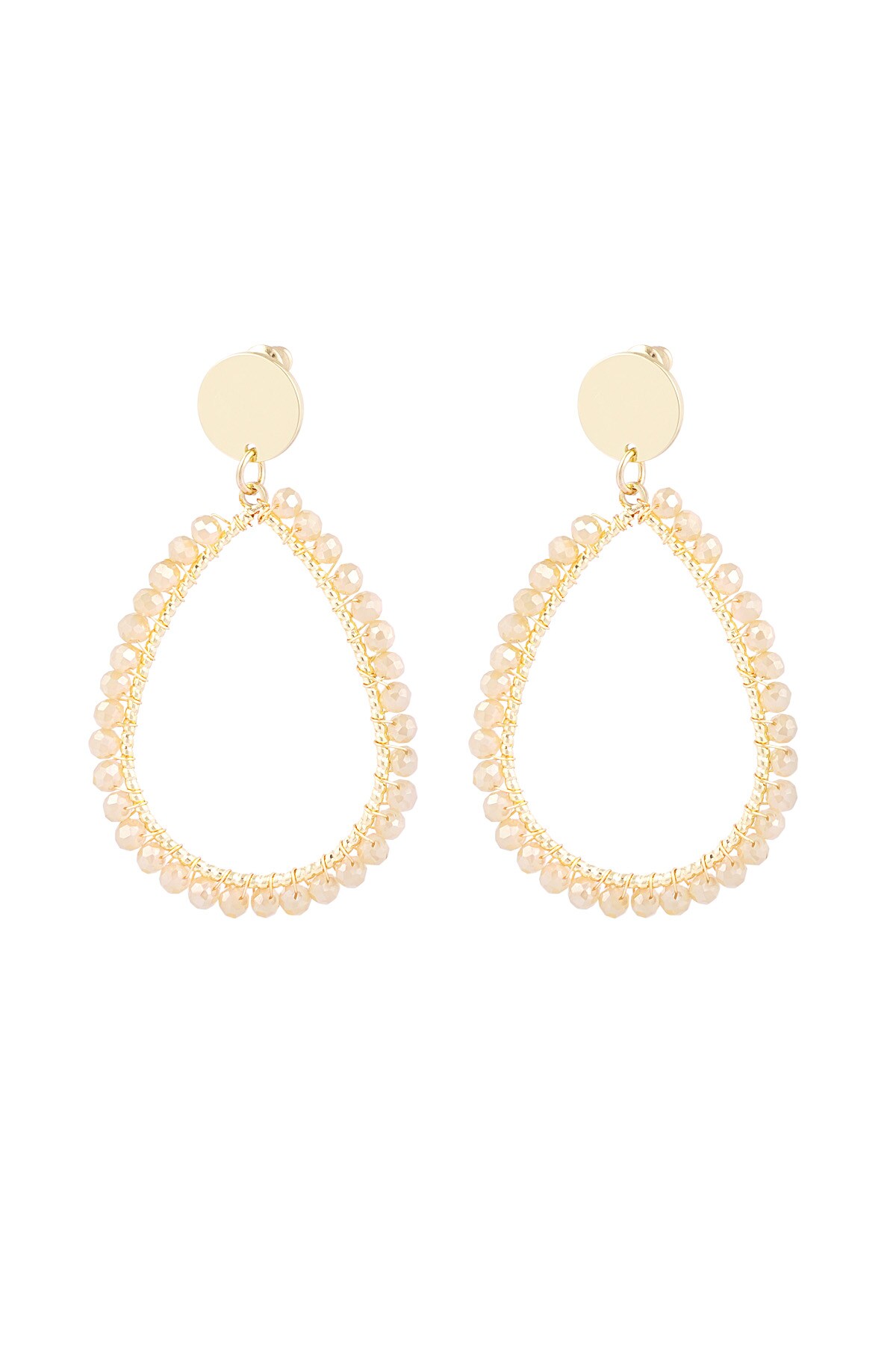 Oval earrings pastel - beige gold h5 