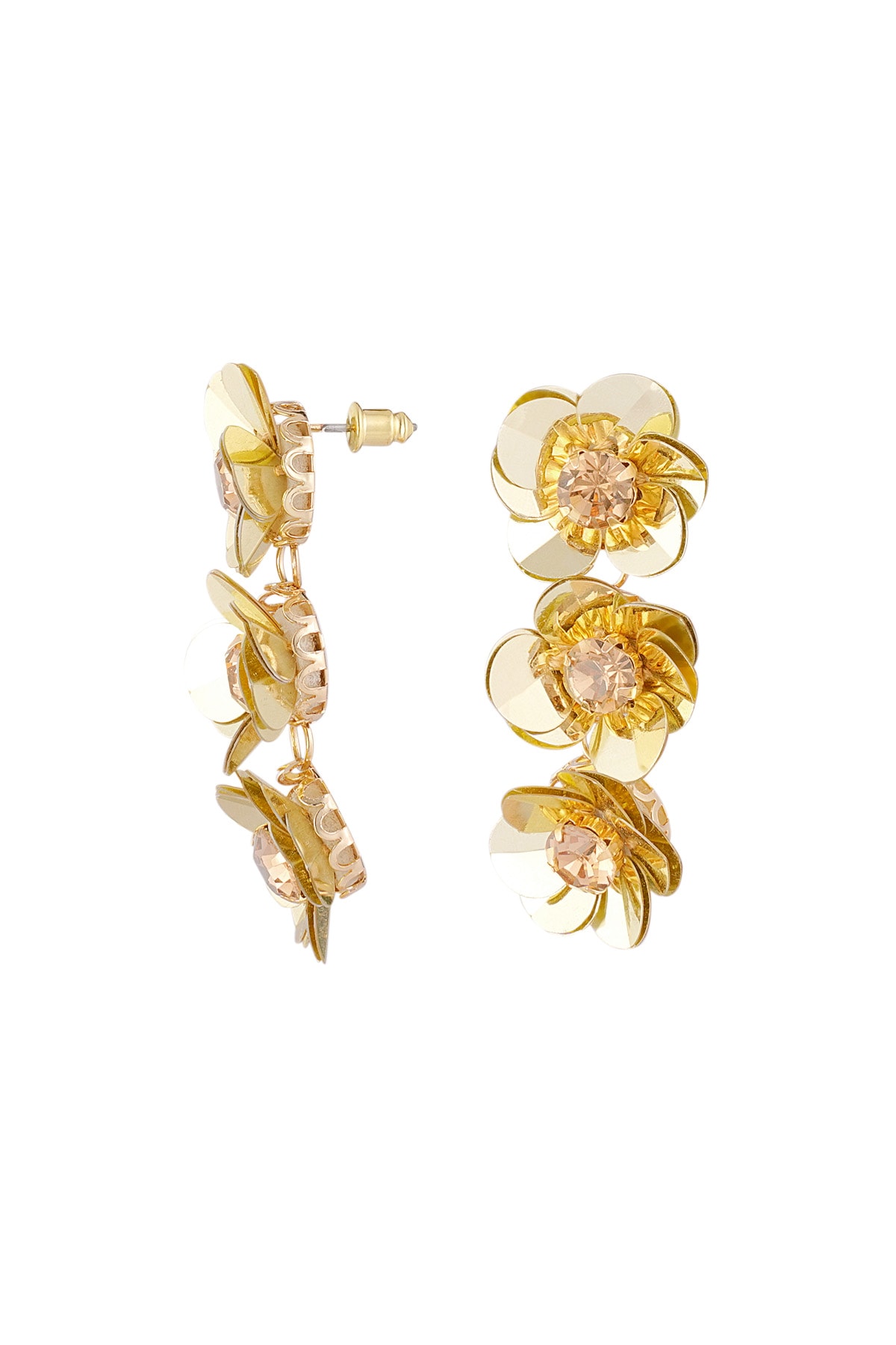 Summery floral trio earrings - Gold color h5 