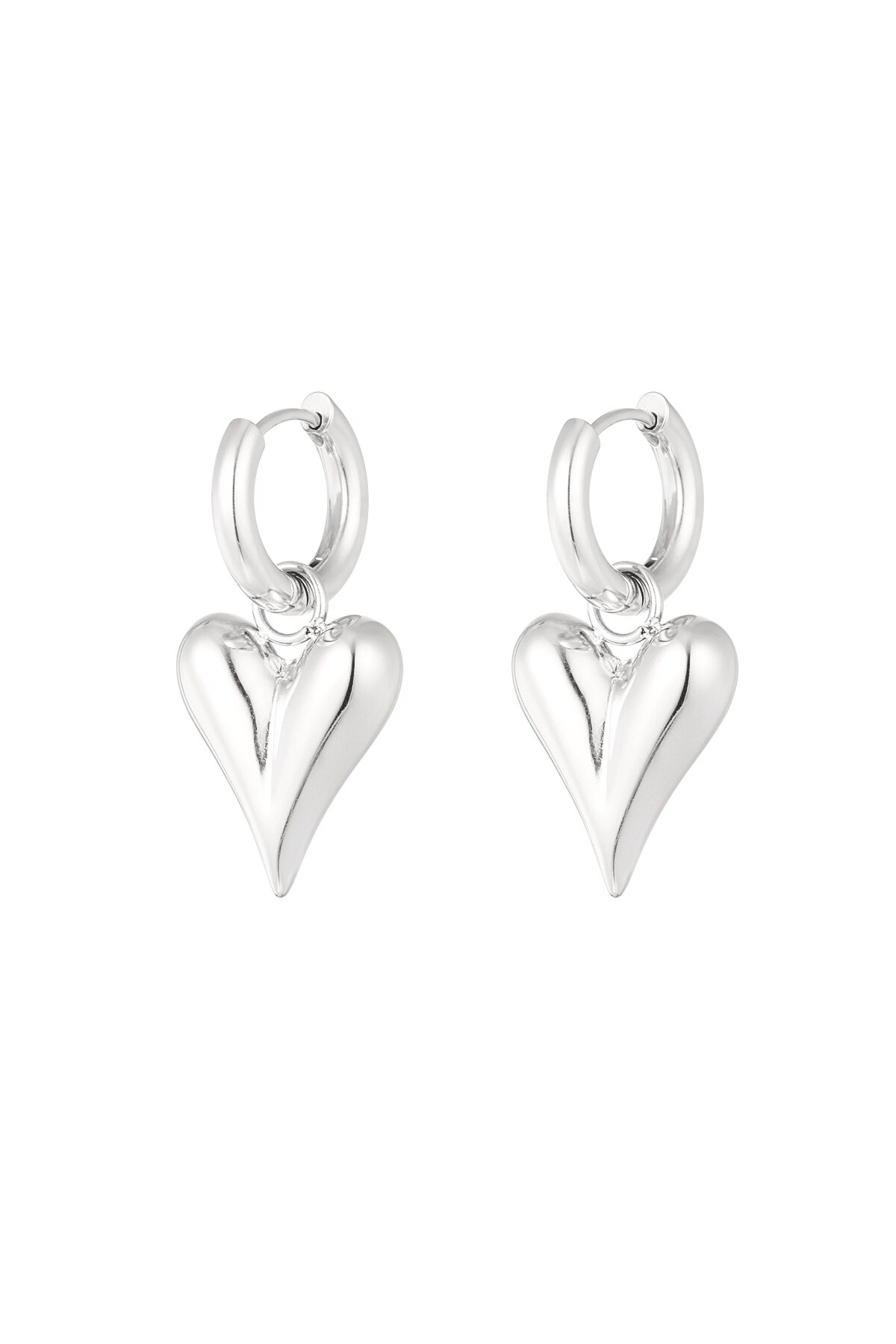 Earrings with heart pendants medium - Silver color h5 