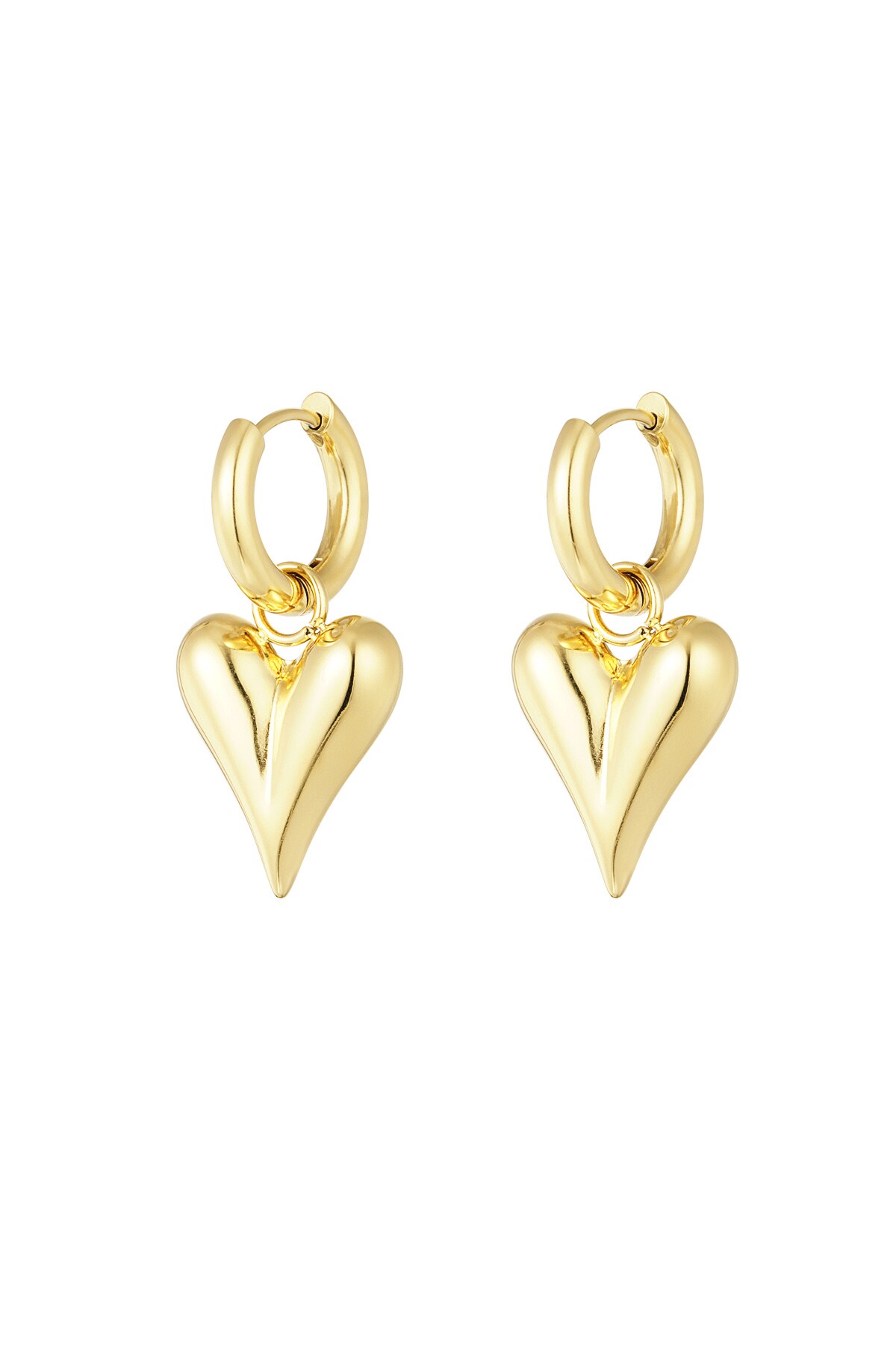 Earrings with heart pendants medium - Gold color h5 