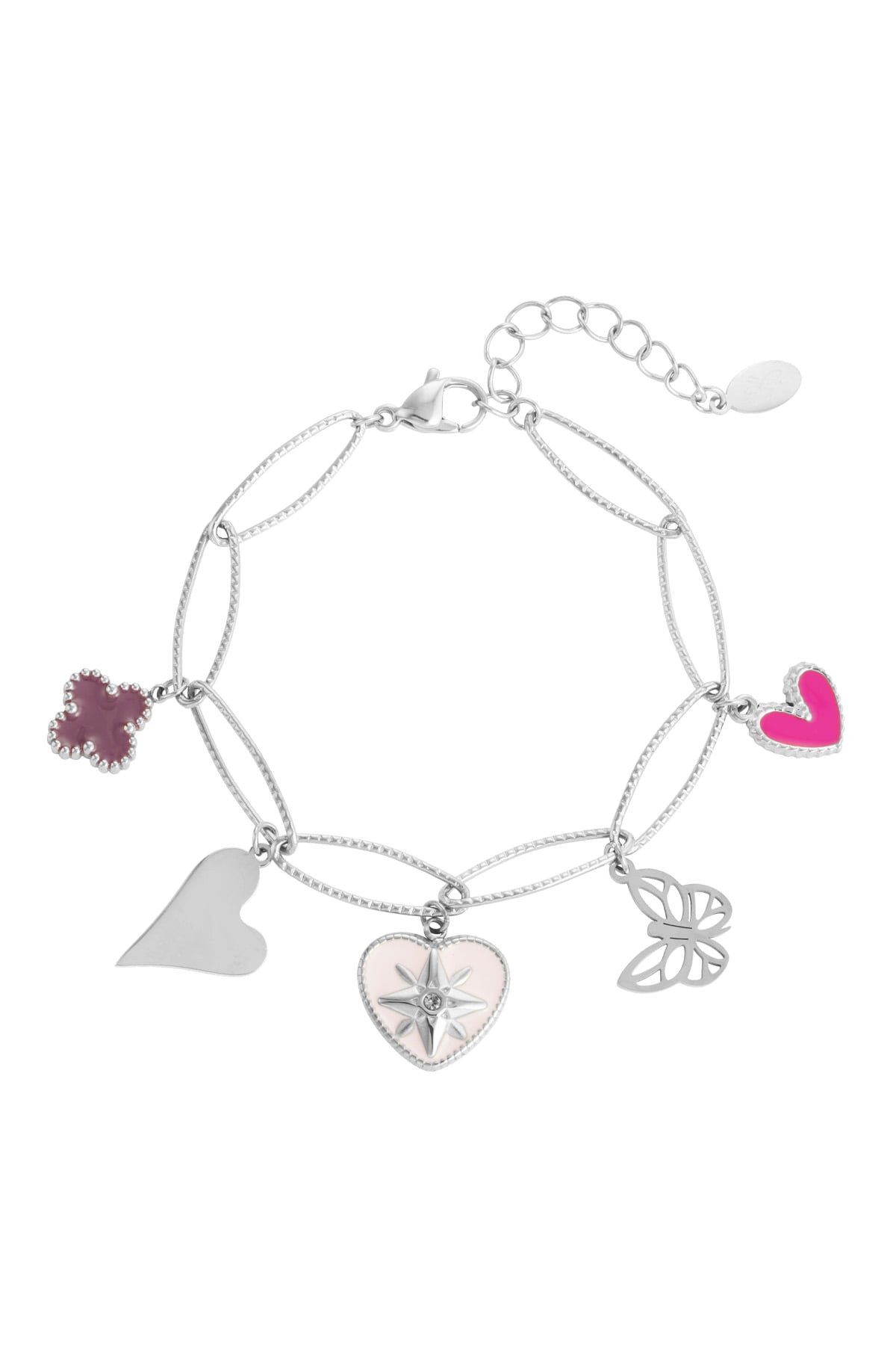 Bracciale con ciondoli adorabile farfalla - Colore argento h5 