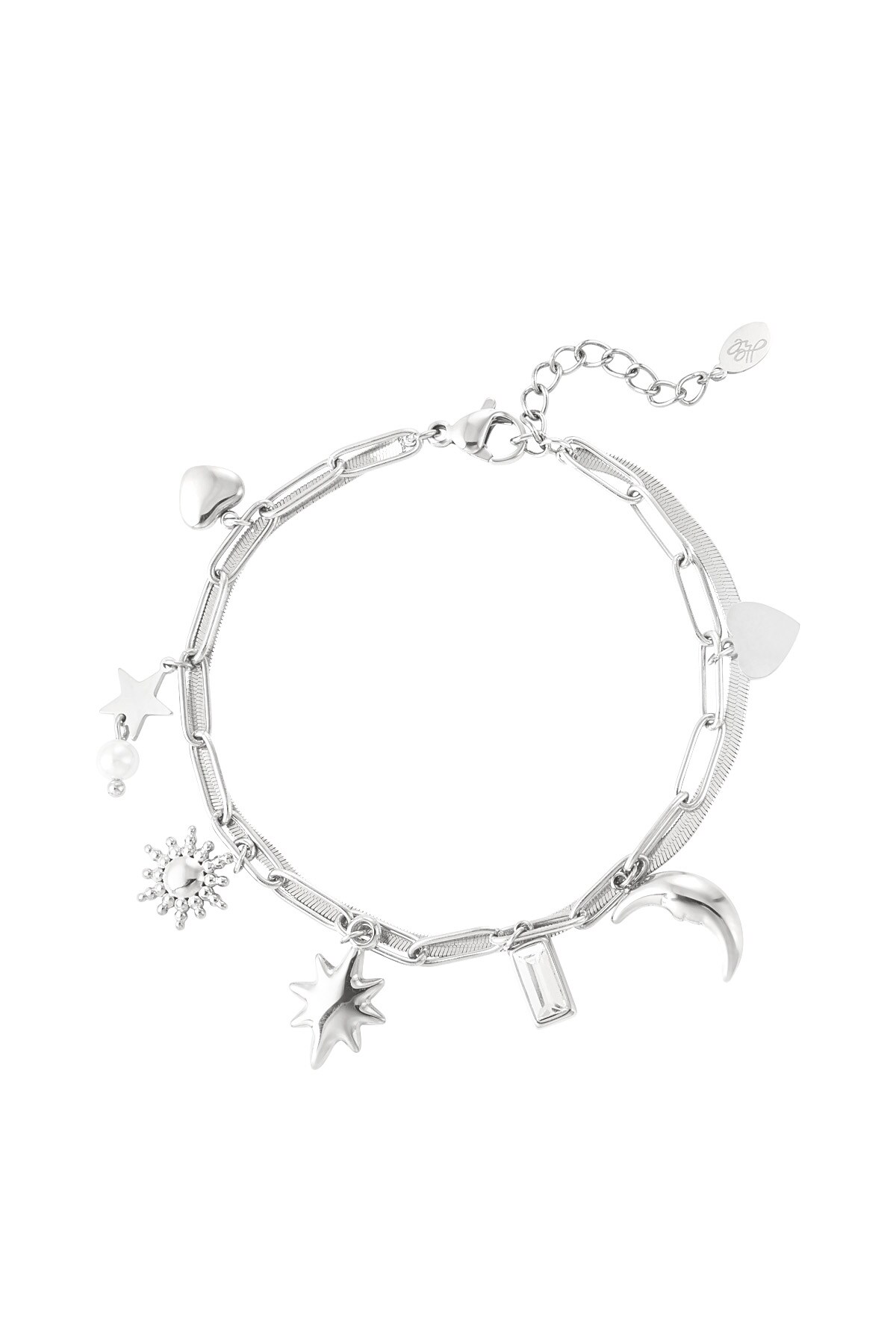 Day and night charm bracelet - Silver color h5 