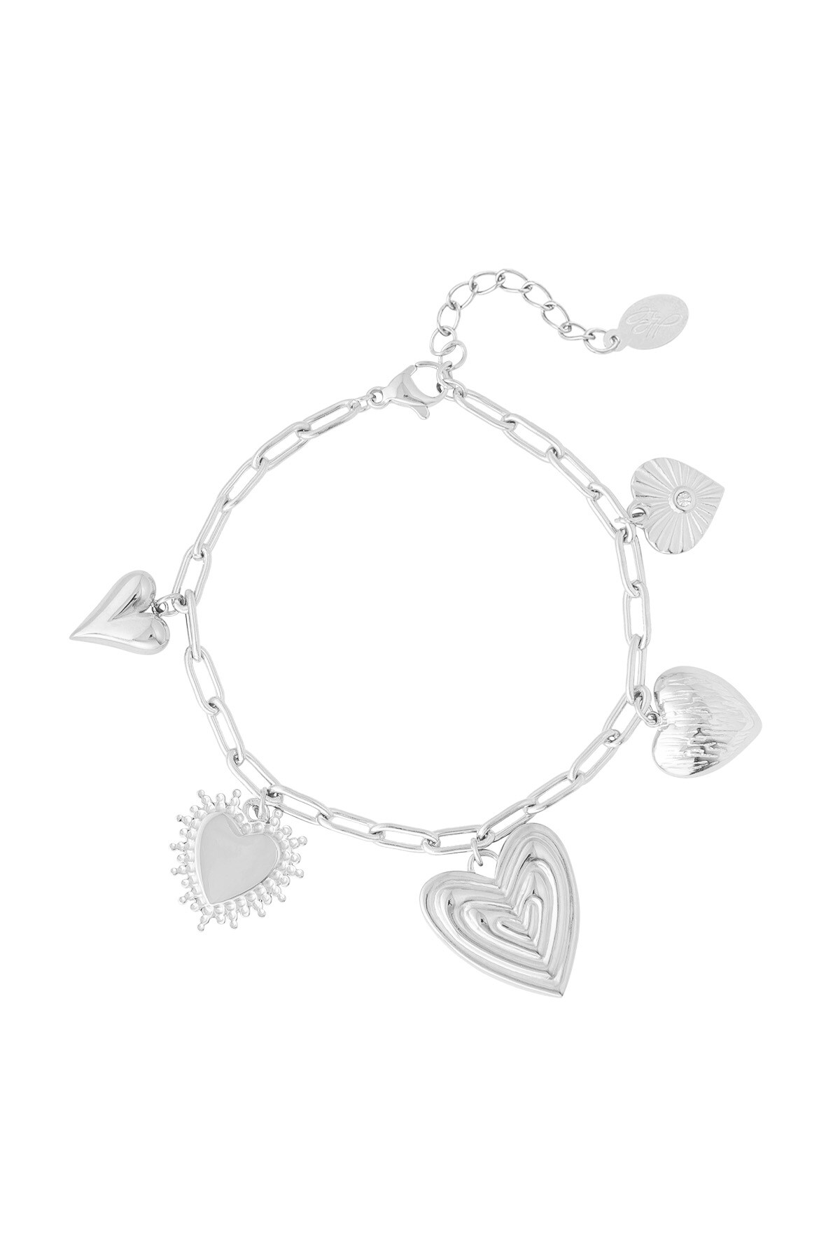 Charm bracelet flower love - Silver color h5 