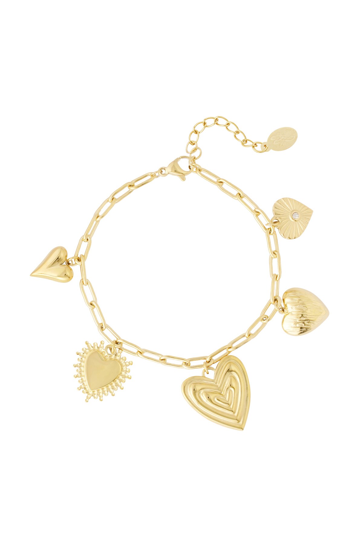 Charm bracelet flower love - Gold color h5 