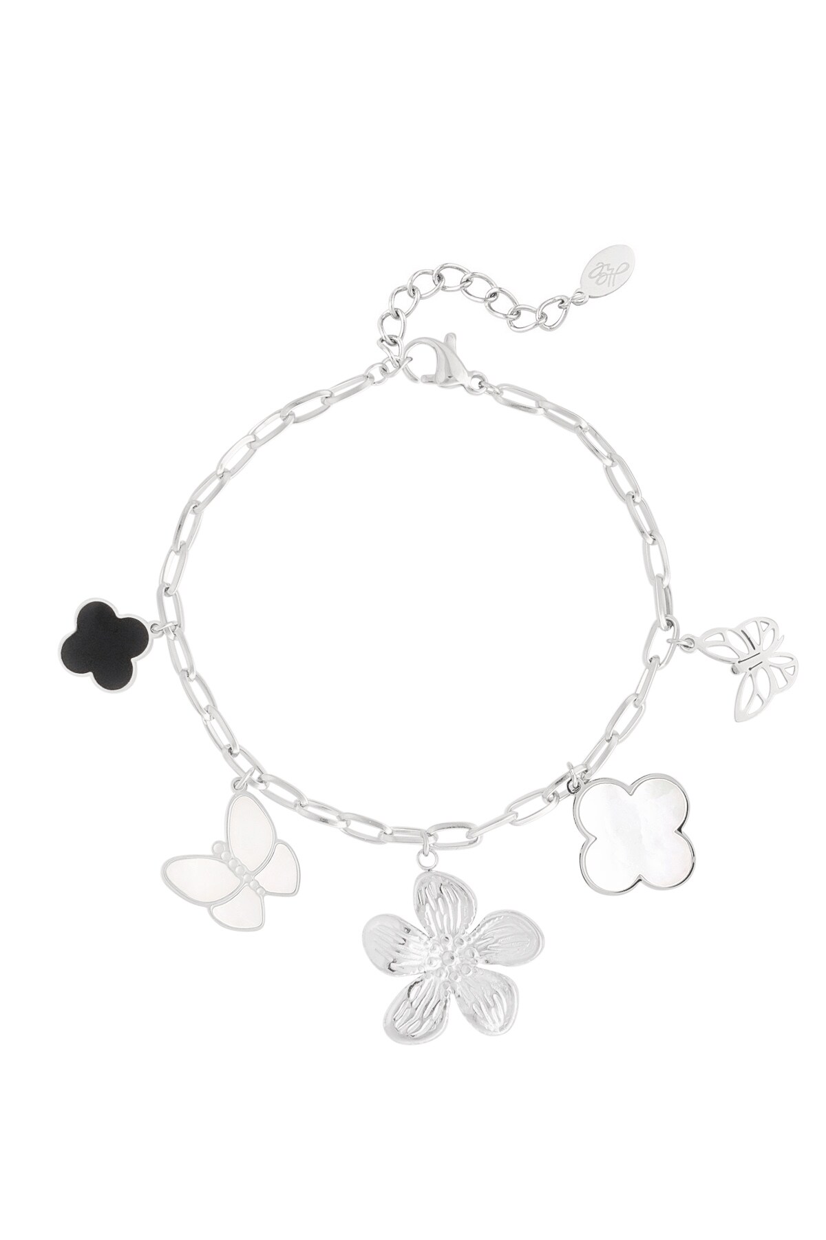 Charm bracelet flower child - Silver color h5 