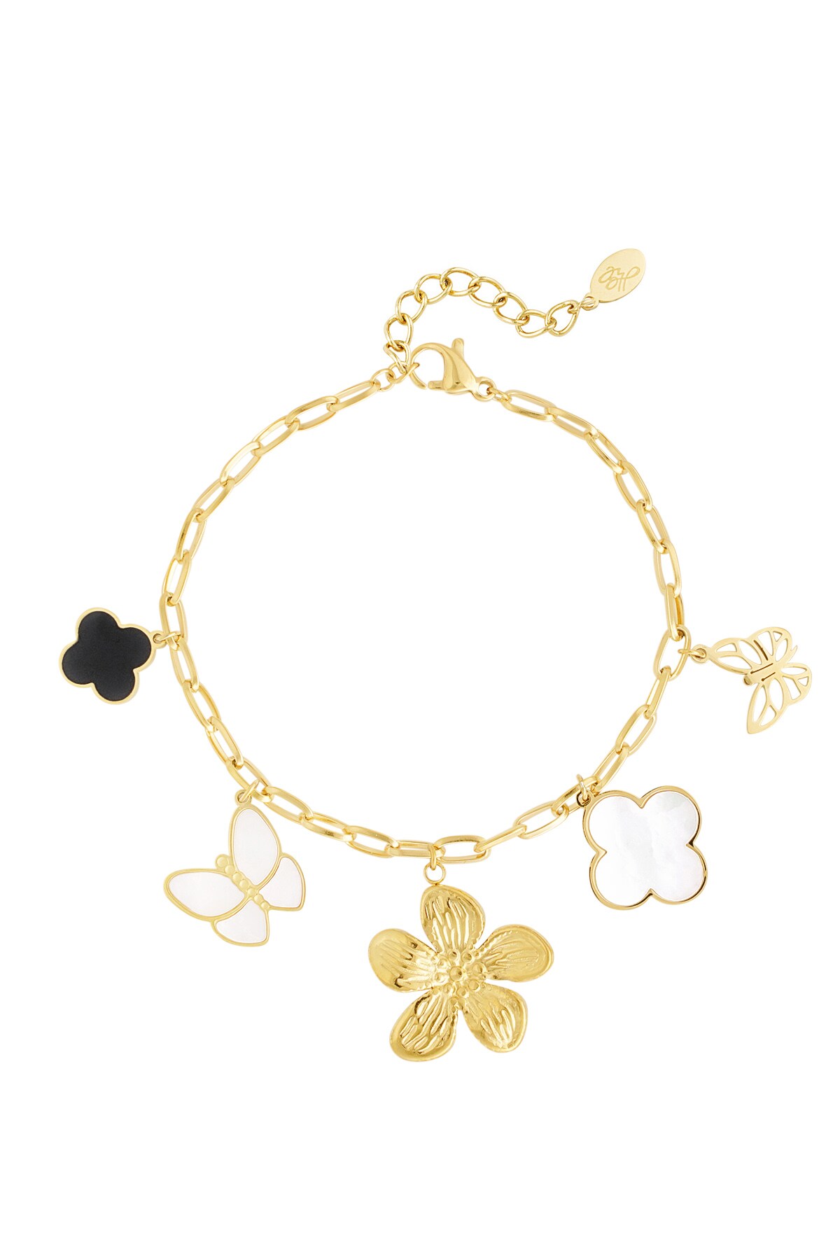 Charm bracelet flower child - Gold color h5 