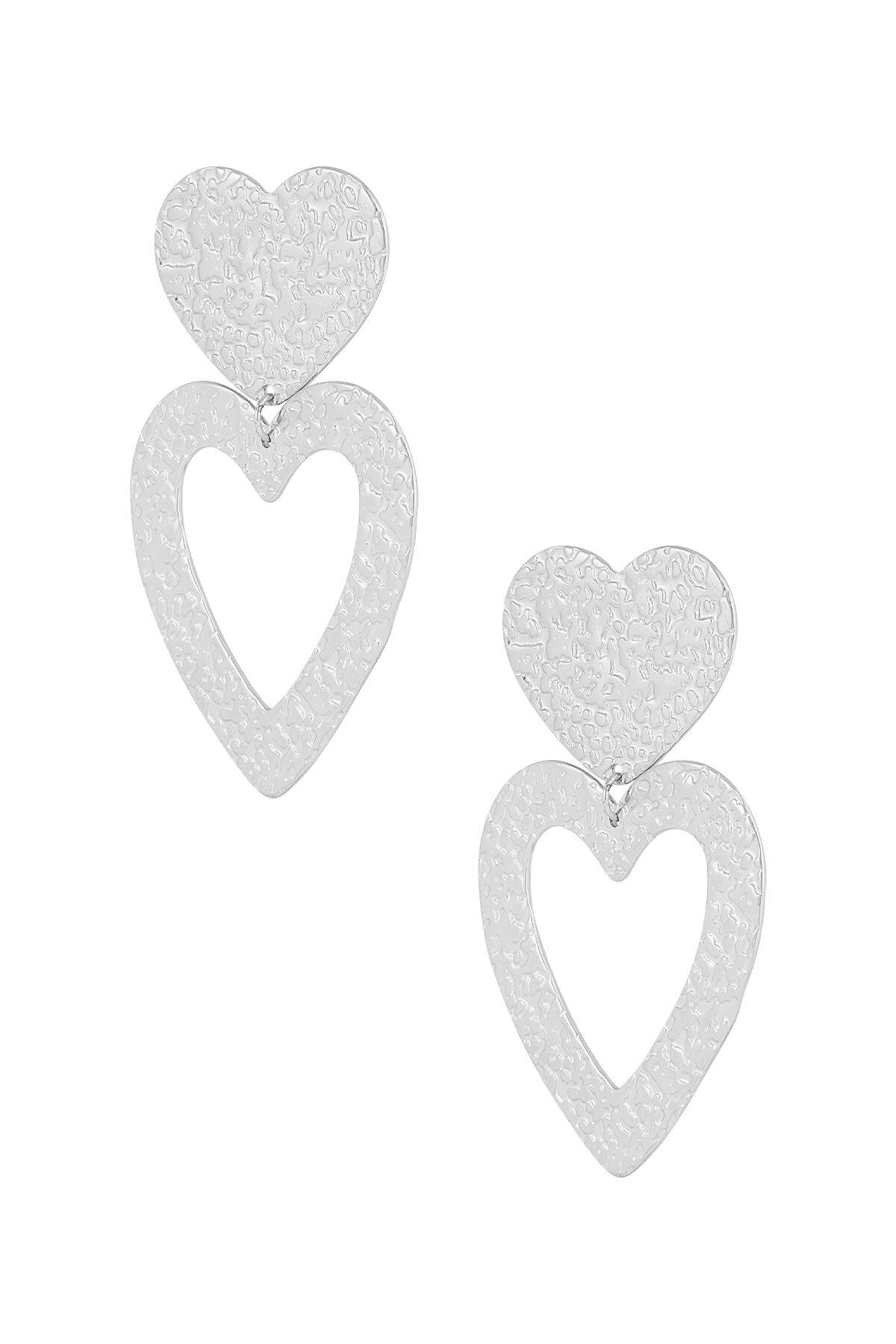 Earrings lovely hearts - Silver color h5 