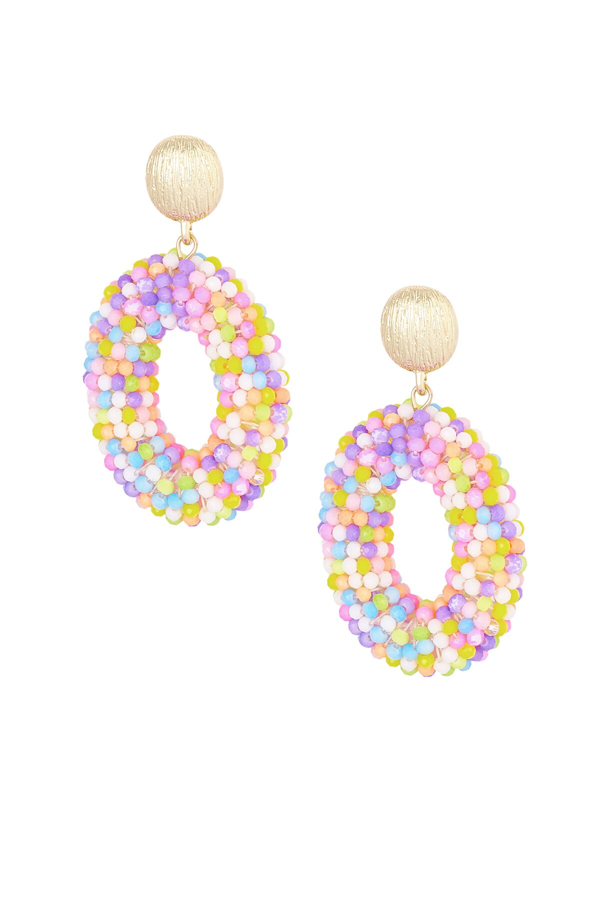 Oval disco dip earring - multi h5 