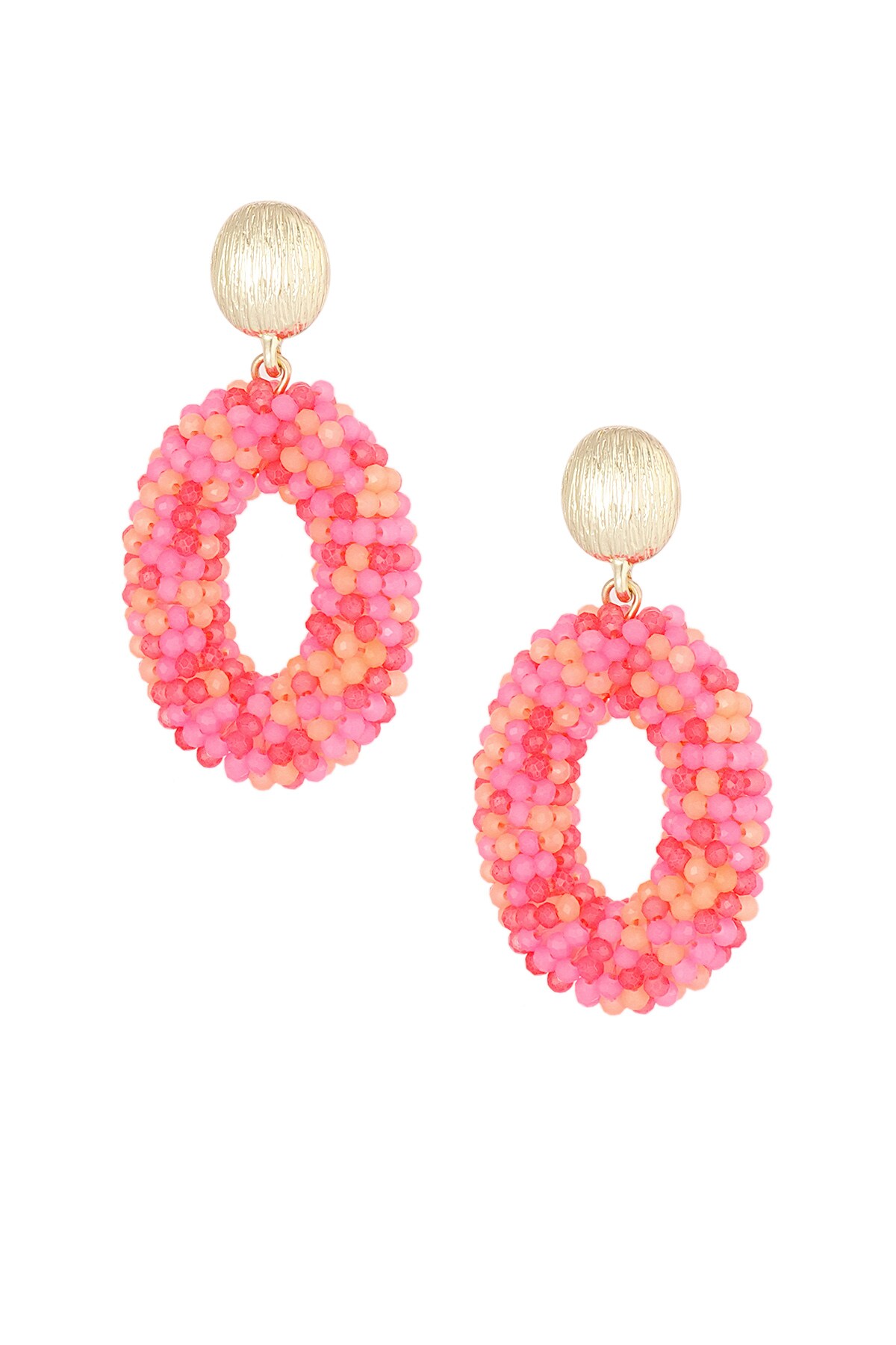 Oval disco dip earring - Fuchsia h5 