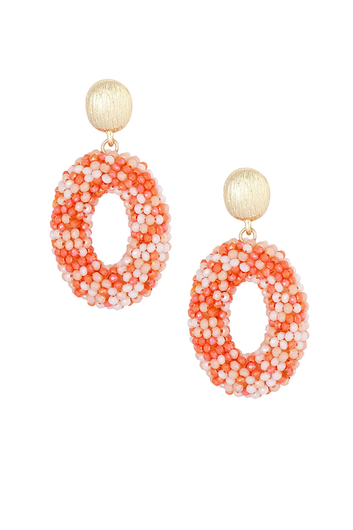 Oval disco dip earring - orange gold h5 