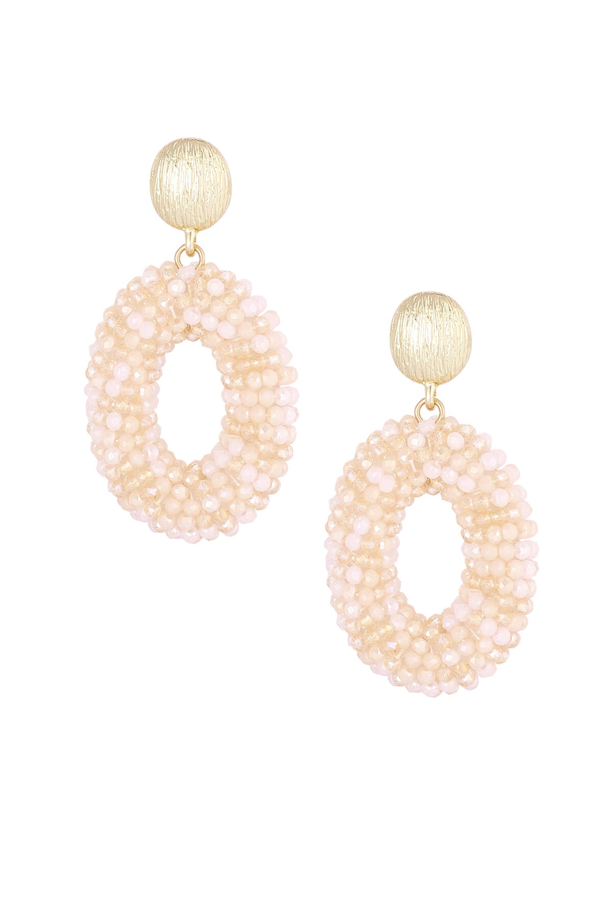 Oval disco dip earring - beige gold h5 