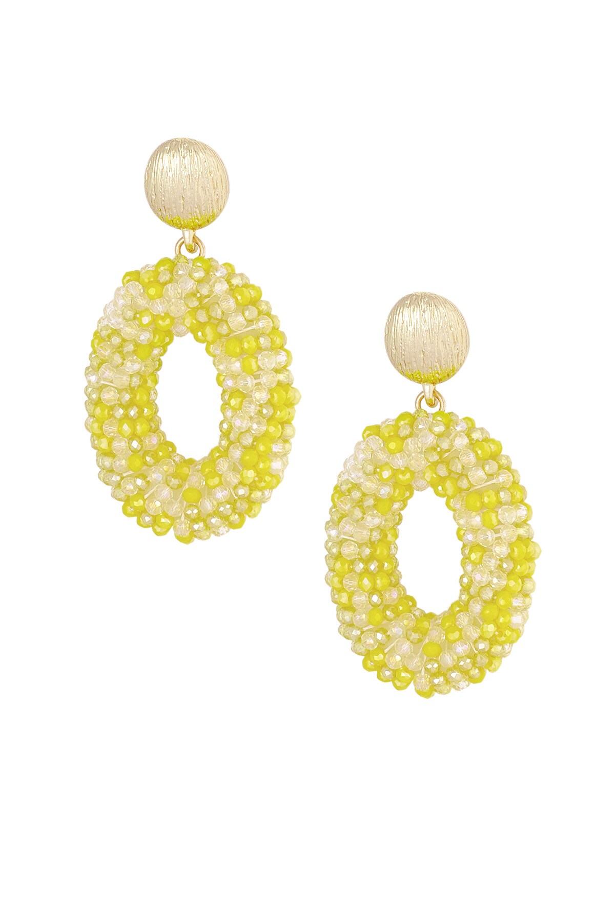 Oval disco dip earring - yellow h5 