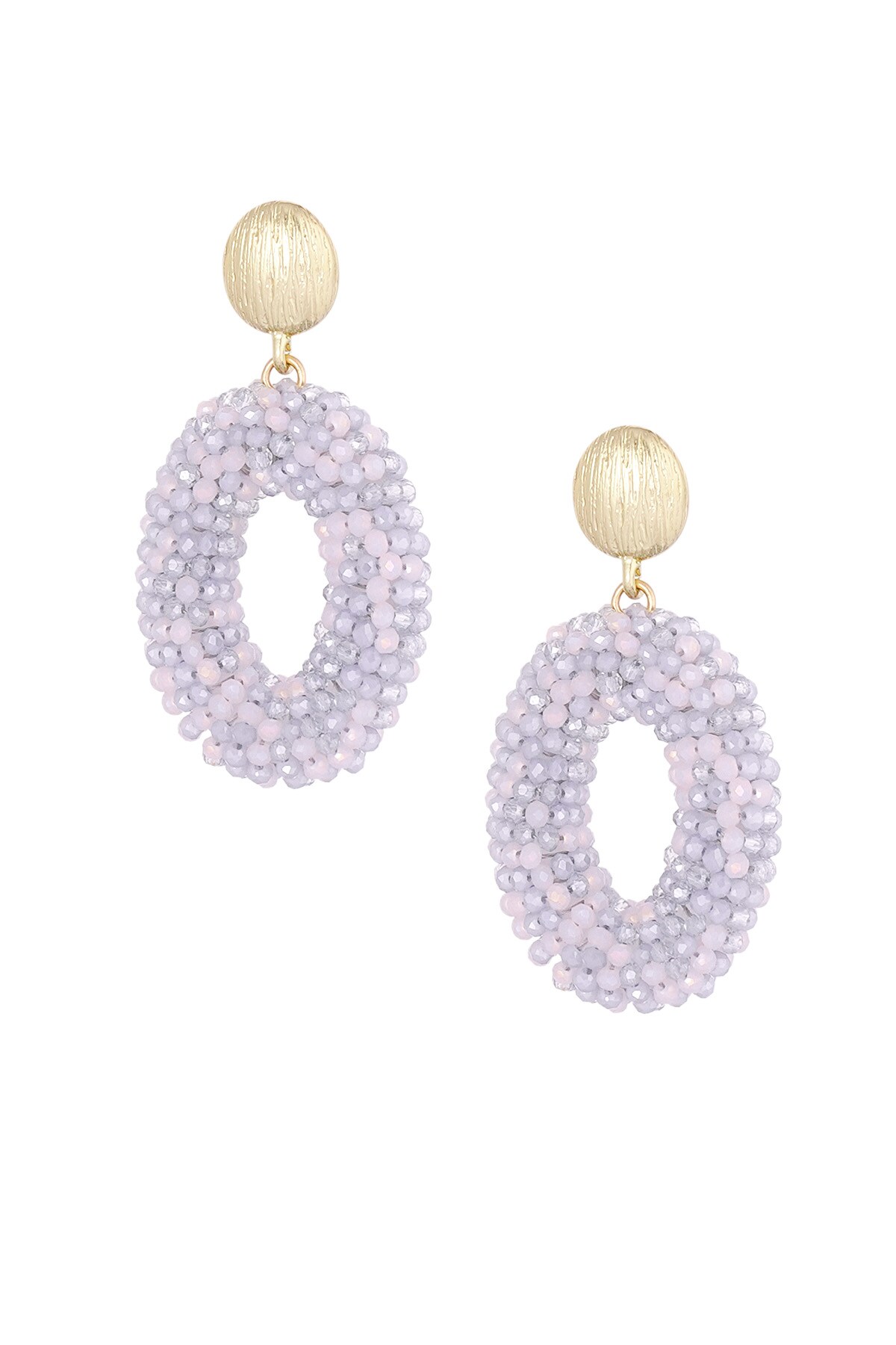 Oval disco dip earring - gray gold 