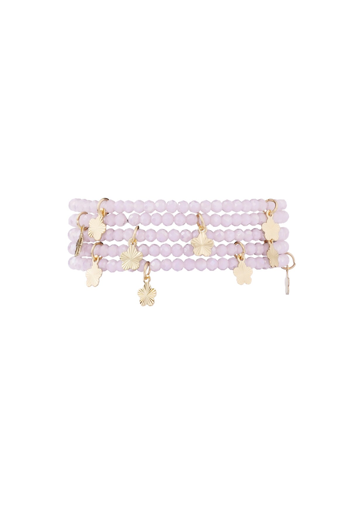 Double bracelet with flower charms - pink/gold 