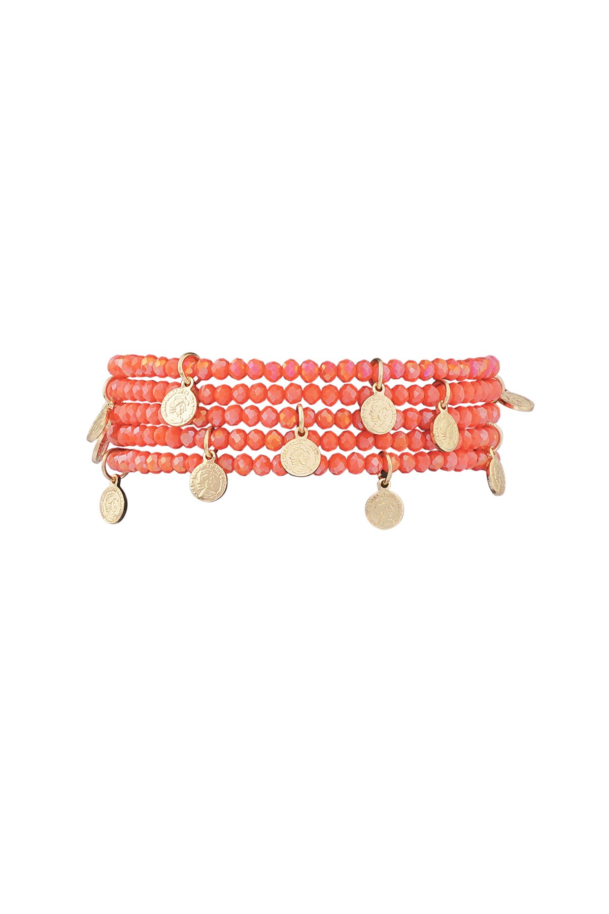 Bracelets with coin charms - orange  