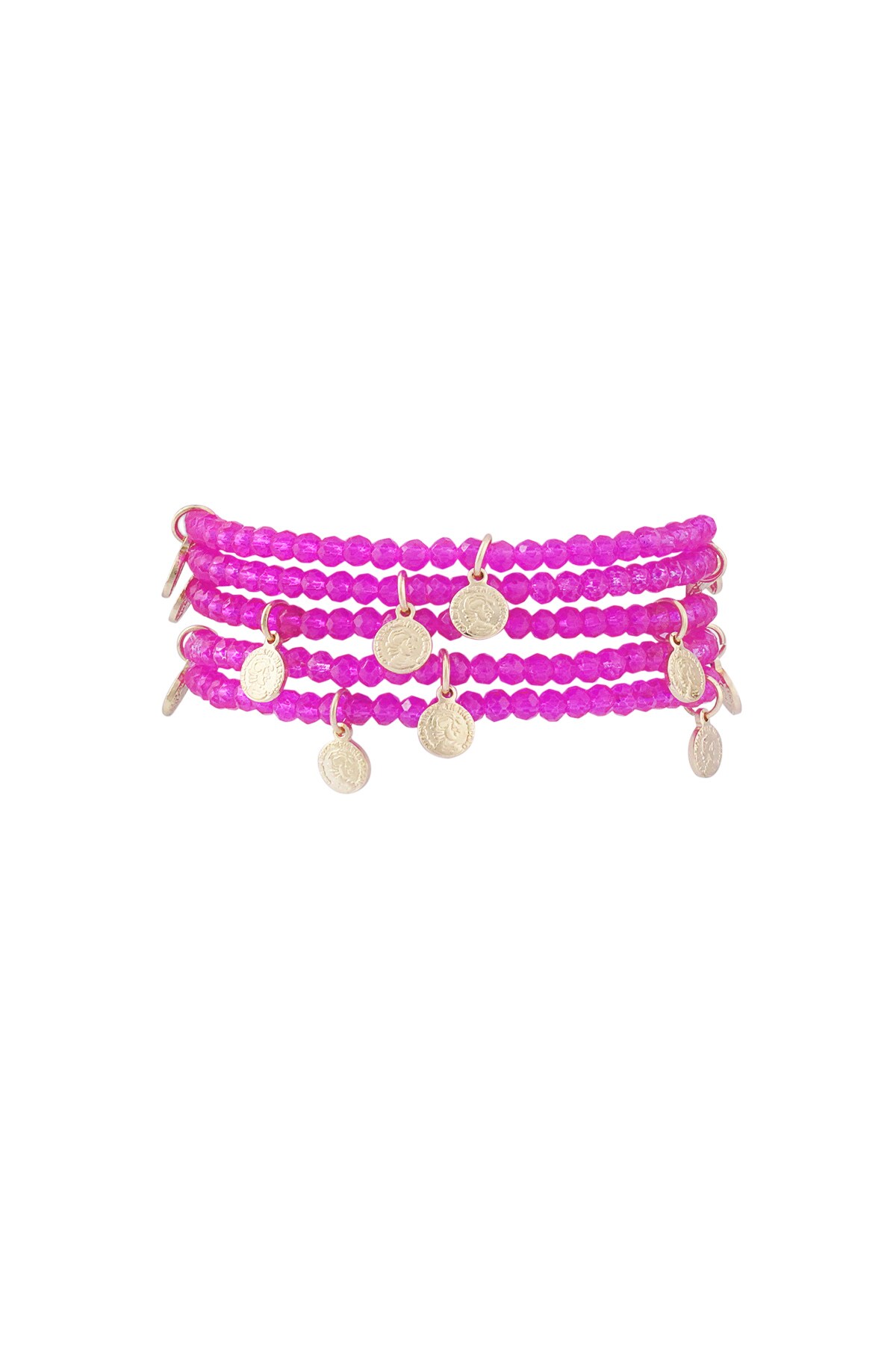 Bracelets with coin charms - fuchsia 