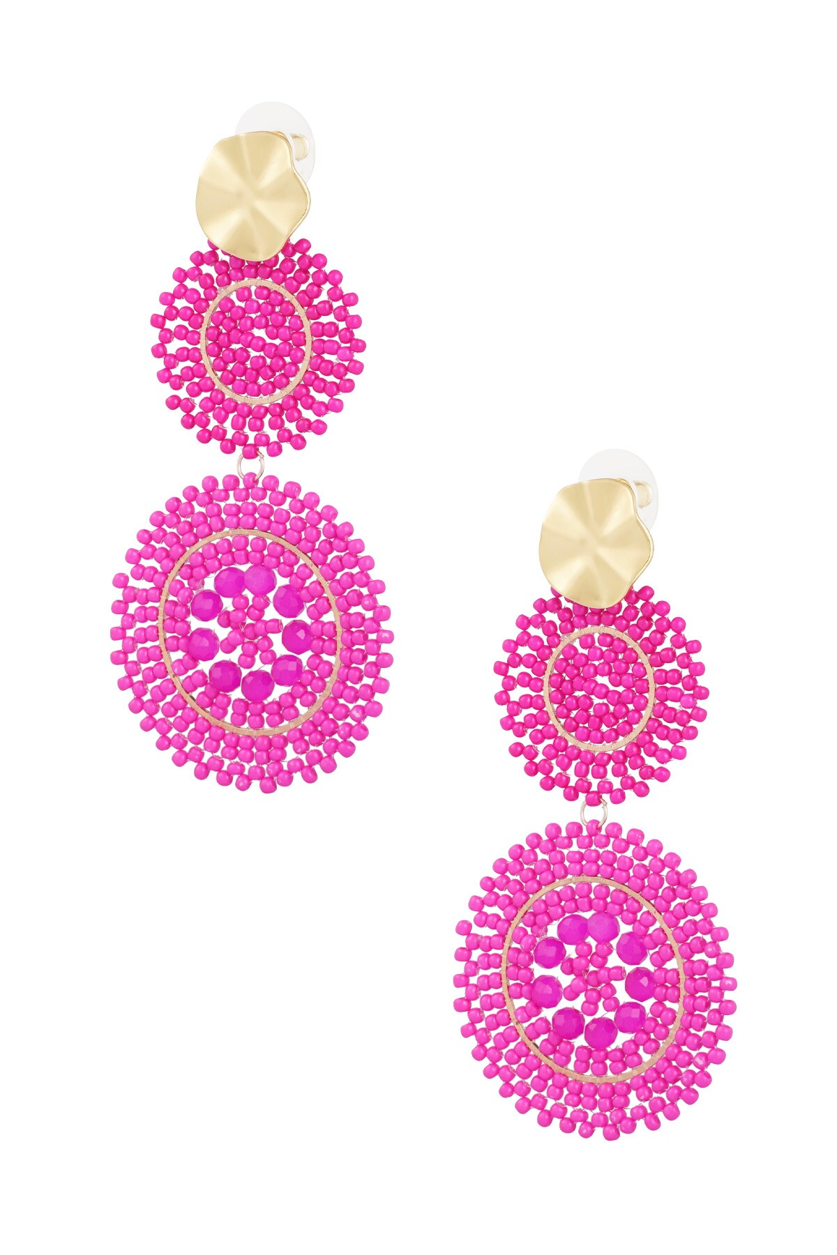 Earrings sunflower glass - fuchsia h5 