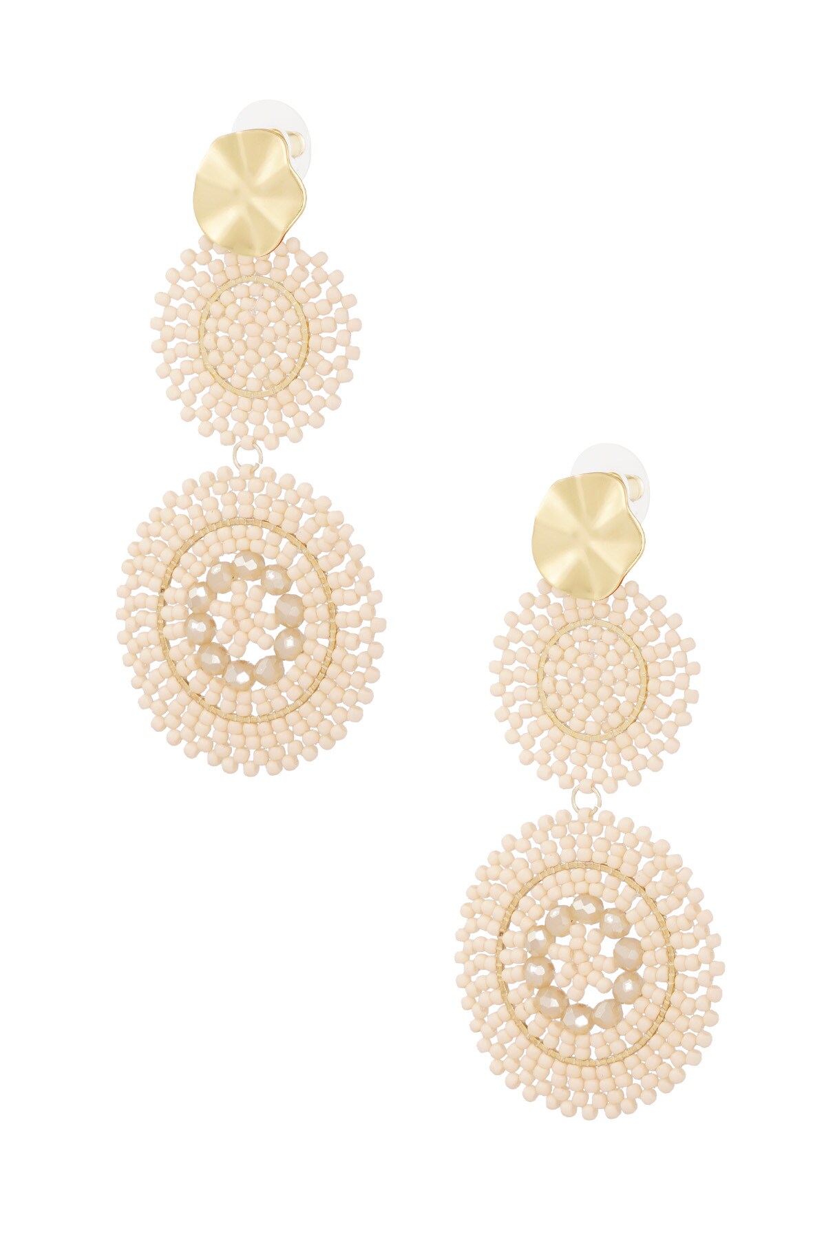 Earrings sunflower glass - beige gold h5 